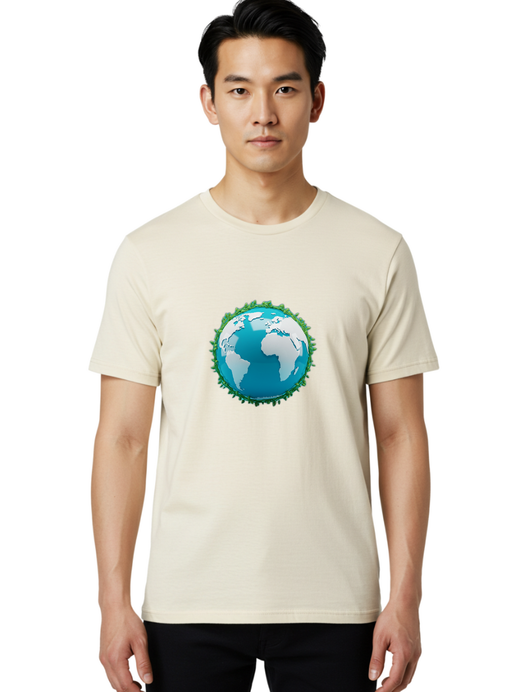 Globe-11 Men'S Graphic Tee, 100% Cotton, Comfortable Casual Summer Wear, Machine Washable, Globe Surrounded By Virus, Global Pandemic, Coronavirus Outbreak, Health Crisis, Worldwide Spread, Blue Earth, White Continents, Viral Infection, Baa740