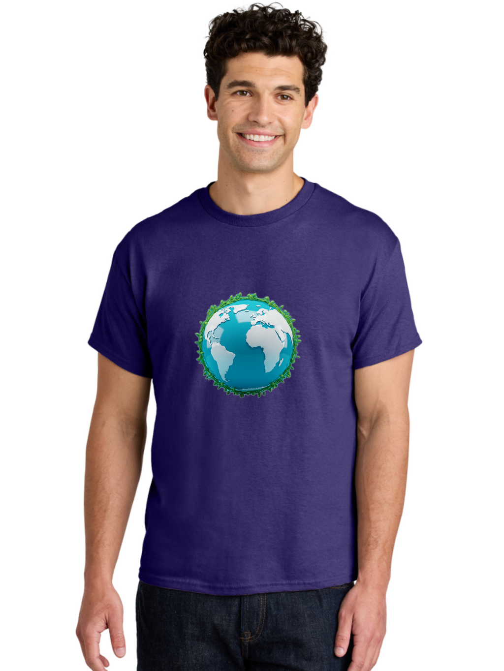 Globe-11 Men'S Graphic Tee, 100% Cotton, Comfortable Casual Summer Wear, Machine Washable, Globe Surrounded By Virus, Global Pandemic, Coronavirus Outbreak, Health Crisis, Worldwide Spread, Blue Earth, White Continents, Viral Infection, Baa740