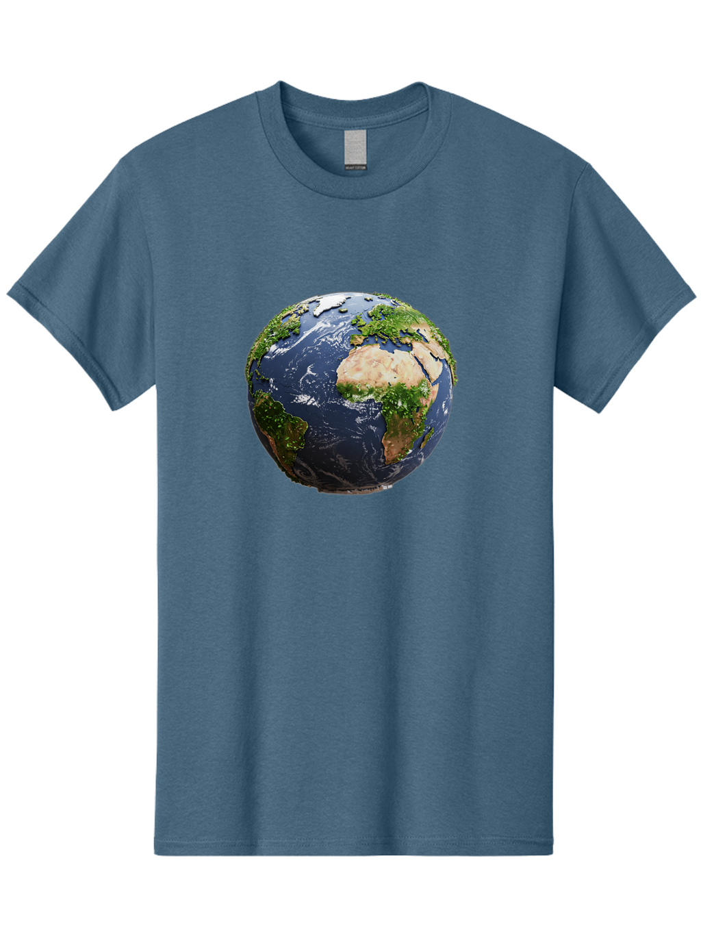 Globe-12 Men'S Graphic Tee, 100% Cotton, Comfortable Casual Summer Wear, Machine Washable, Globe Showing Africa, Europe, And Atlantic Ocean, Global View, Planet Earth, Continents, Oceans, Digital Rendering, 3D Visualization, World Map Baa741
