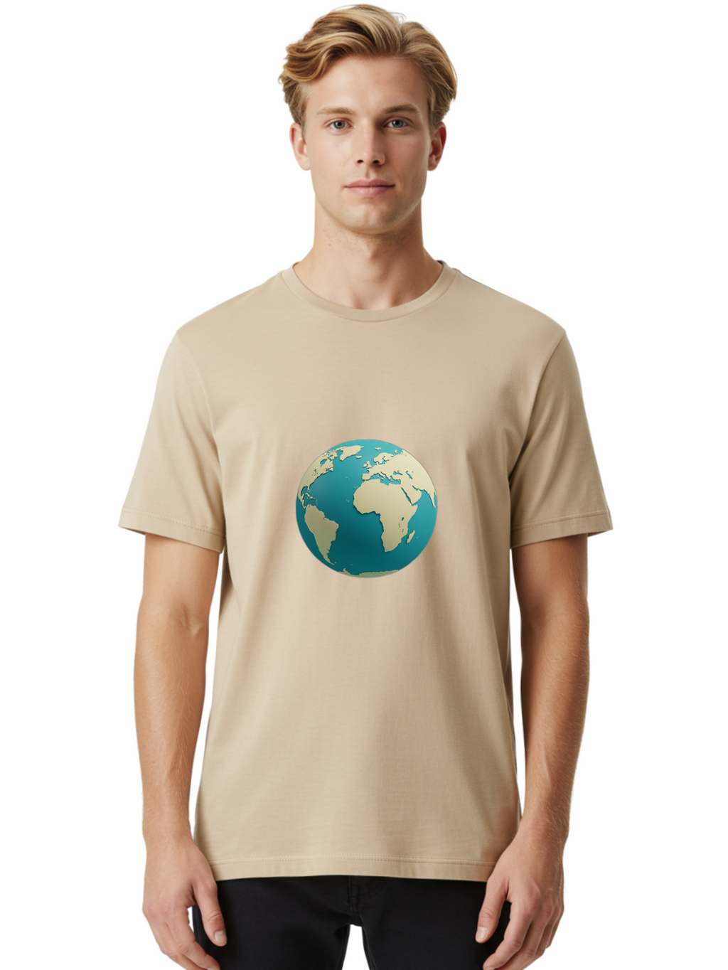Globe-2 Men'S Graphic Tee, 100% Cotton, Comfortable Casual Summer Wear, Machine Washable, Globe, World Map, Earth, Global Perspective, International, 3D Illustration, Africa, South America, Digital Graphics, Global Unity, Worldview, Baa742