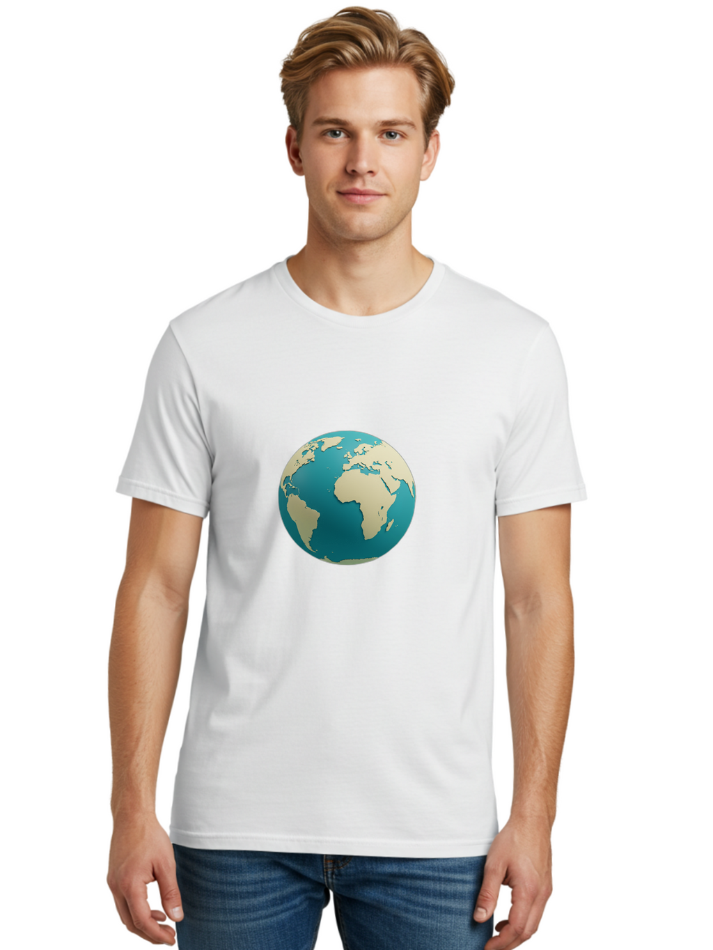 Globe-2 Men'S Graphic Tee, 100% Cotton, Comfortable Casual Summer Wear, Machine Washable, Globe, World Map, Earth, Global Perspective, International, 3D Illustration, Africa, South America, Digital Graphics, Global Unity, Worldview, Baa742