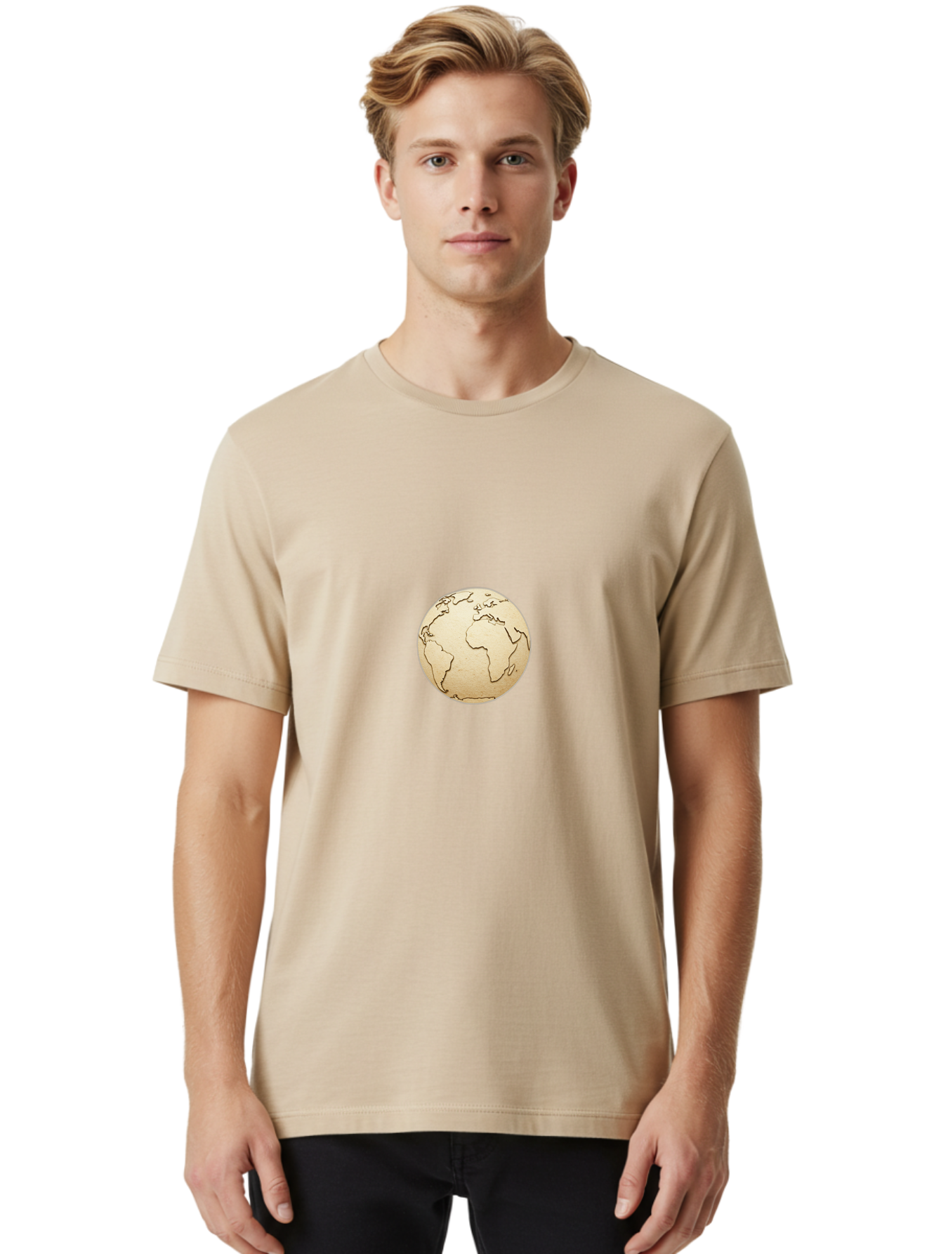 Globe-5 Men'S Graphic Tee, 100% Cotton, Comfortable Casual Summer Wear, Machine Washable, Globe, World Map, Global Illustration, Earth, International Icon, Geographical Representation, Simple Design, Minimalist Globe, Educational Graphic Baa745