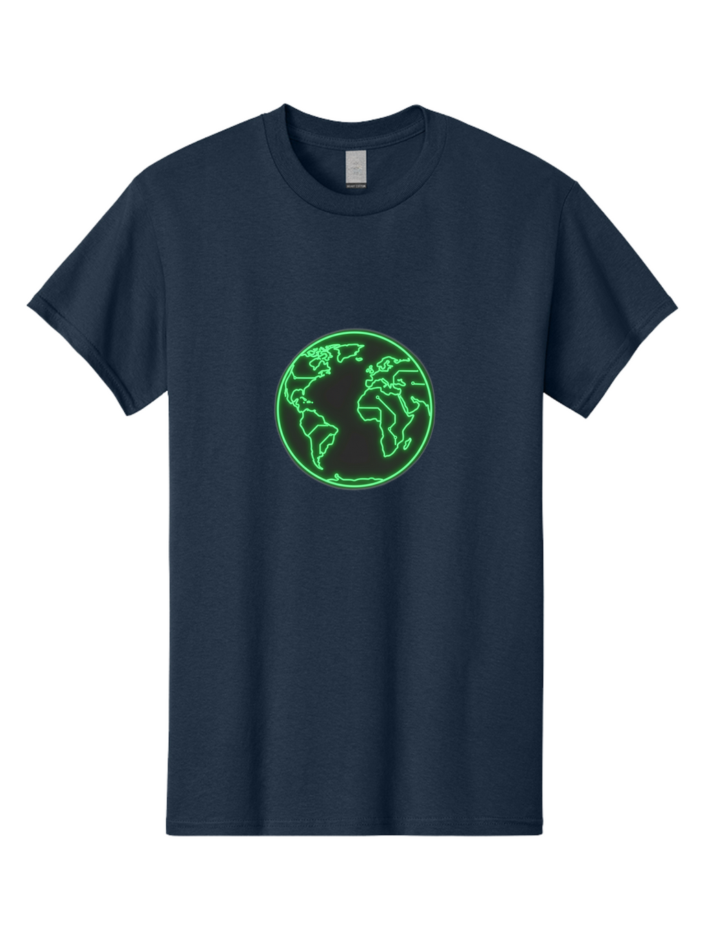 Globe-7 Men'S Graphic Tee, 100% Cotton, Comfortable Casual Summer Wear, Machine Washable, Globe Icon, World Map, Global Illustration, Neon Outline, Minimalist Design, Earth Symbol, International Representation Baa747