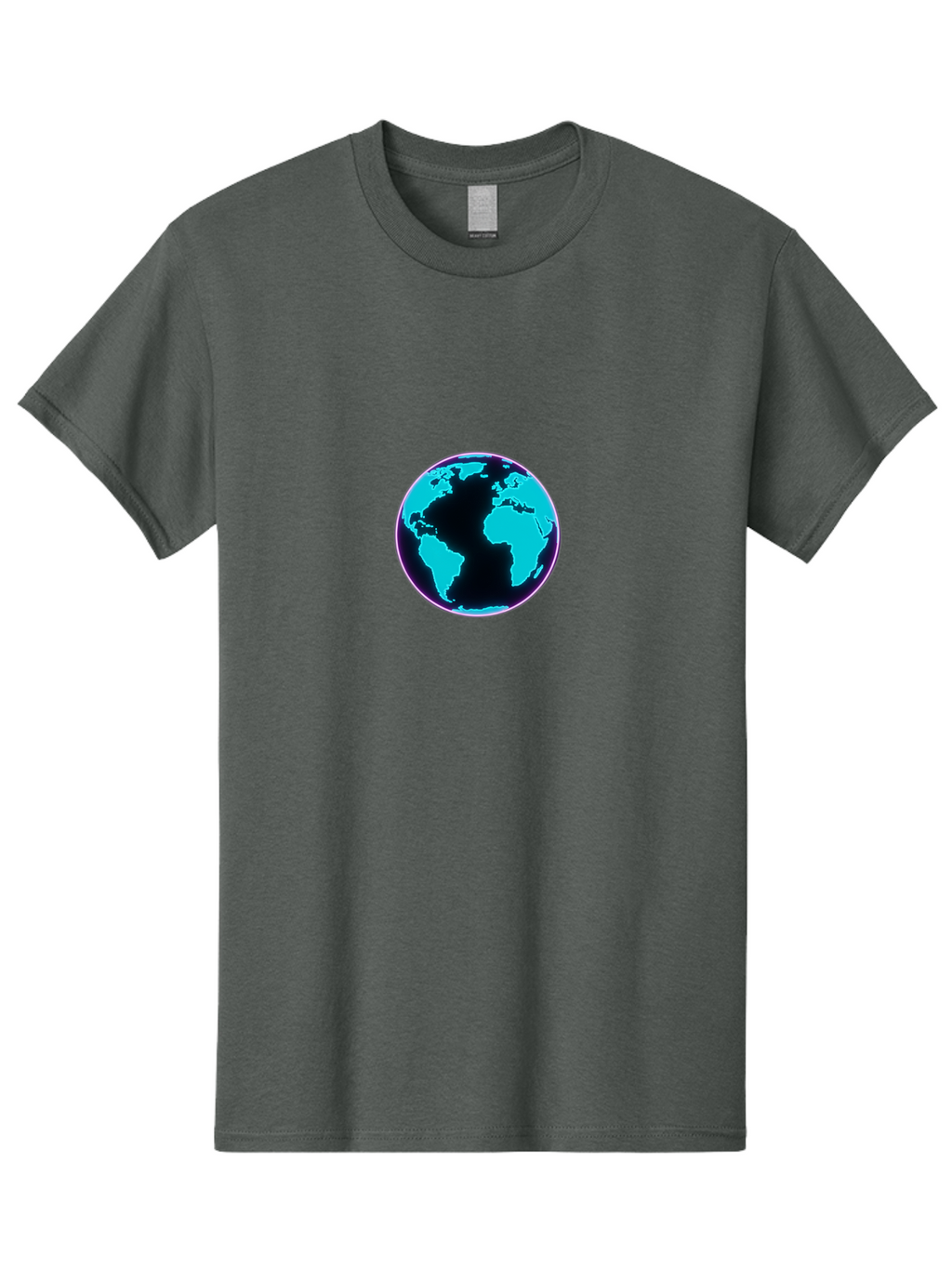 Globe-9 Men'S Graphic Tee, 100% Cotton, Comfortable Casual Summer Wear, Machine Washable, Globe, World Map, Blue And Black Silhouette, Centered, Visual Representation, Earth'S Surface, Americas Centered, Pink Outline, Modern Design, Baa749