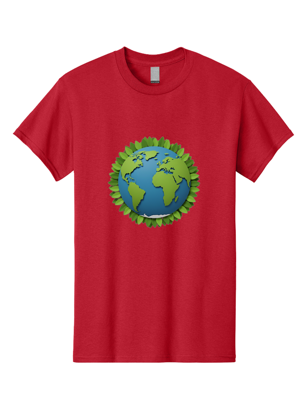 Globe-With-Leaves-1 Men'S Graphic Tee, 100% Cotton, Comfortable Casual Summer Wear, Machine Washable, Globe Surrounded By Leaves, Eco-Friendly, Sustainable Living, Environmental Conservation, Green Earth, World Unity, Going Green, Earth Day Baa757