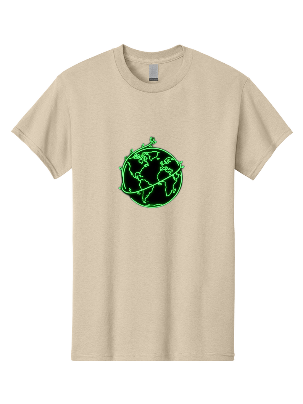 Globe-With-Leaves-2 Men'S Graphic Tee, 100% Cotton, Comfortable Casual Summer Wear, Machine Washable, Globe With Leaves, Eco-Friendly, Sustainable Living, Green Earth, Environmental Awareness, Conservation, Global Unity, Nature, Eco-Conscious Baa758