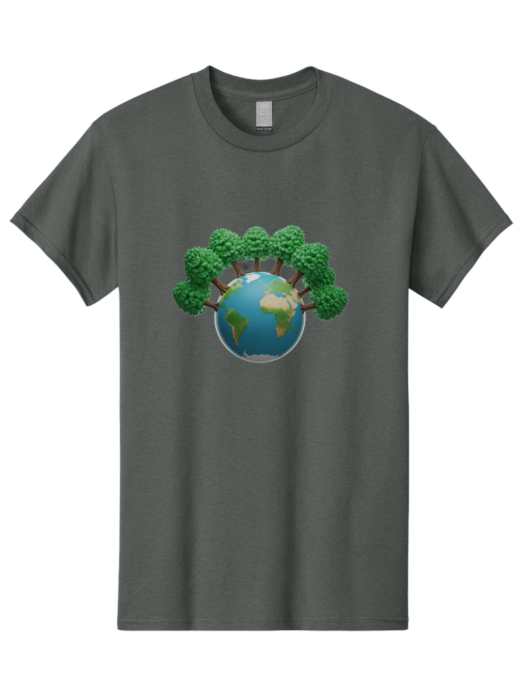 Globe-With-Trees Men'S Graphic Tee, 100% Cotton, Comfortable Casual Summer Wear, Machine Washable, Globe With Trees, Earth Illustration, Virus Concept, Environmental Awareness, Eco Friendly, Tree Hugging Earth, Coronavirus, Global Unity, Baa761