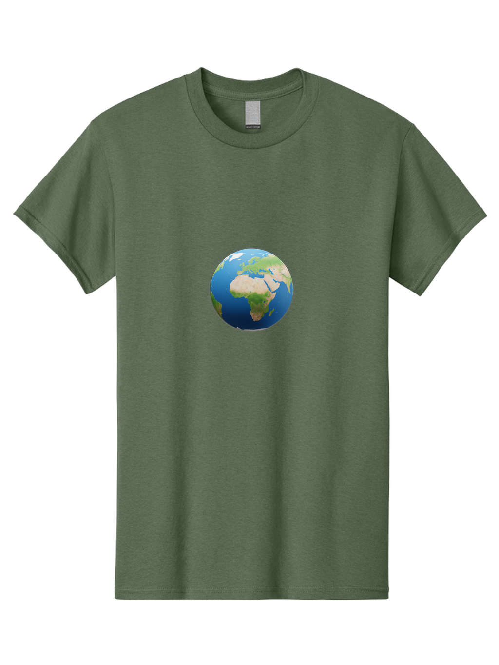 Globe Men'S Graphic Tee, 100% Cotton, Comfortable Casual Summer Wear, Machine Washable, Globe Showing Africa And Europe, World Map, Global View, International Geography, Planet Earth, Blue Oceans, Green Landmasses, 3D Rendering, Baa764