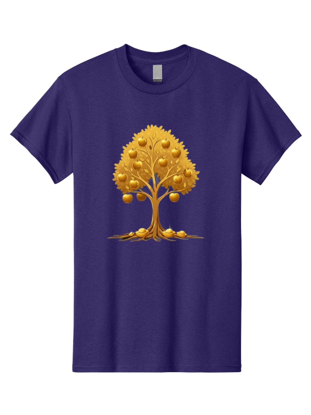 Golden-Apple-Tree Men'S Graphic Tee, 100% Cotton, Comfortable Casual Summer Wear, Machine Washable, Golden Apple Tree, Fruiting Tree, Lush Foliage, Abundant Harvest, Tree Roots, Golden Apples, Autumnal Theme, Symbol Of Prosperity Baa766