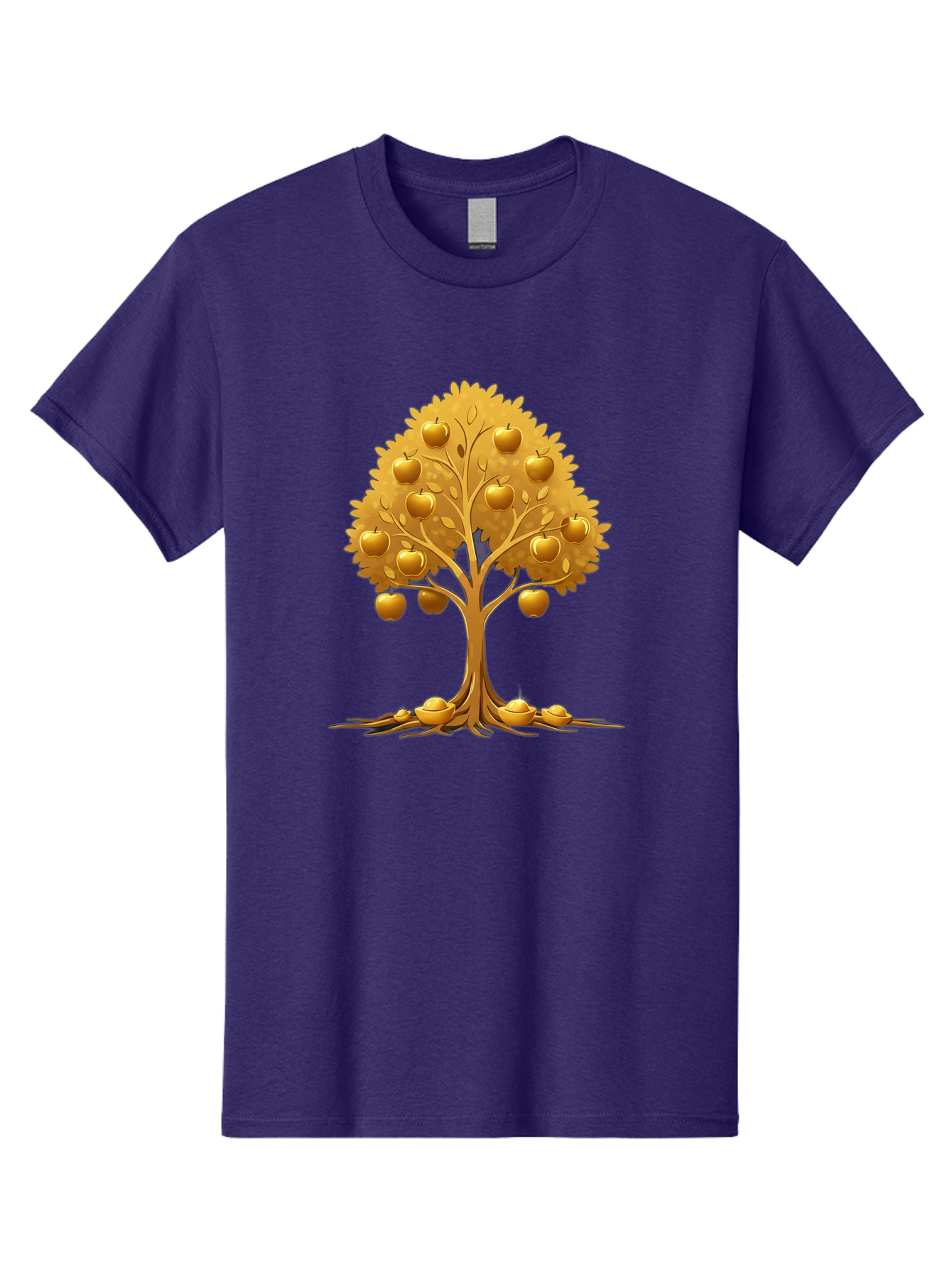 Golden-Apple-Tree Men'S Graphic Tee, 100% Cotton, Comfortable Casual Summer Wear, Machine Washable, Golden Apple Tree, Fruiting Tree, Lush Foliage, Abundant Harvest, Tree Roots, Golden Apples, Autumnal Theme, Symbol Of Prosperity Baa766