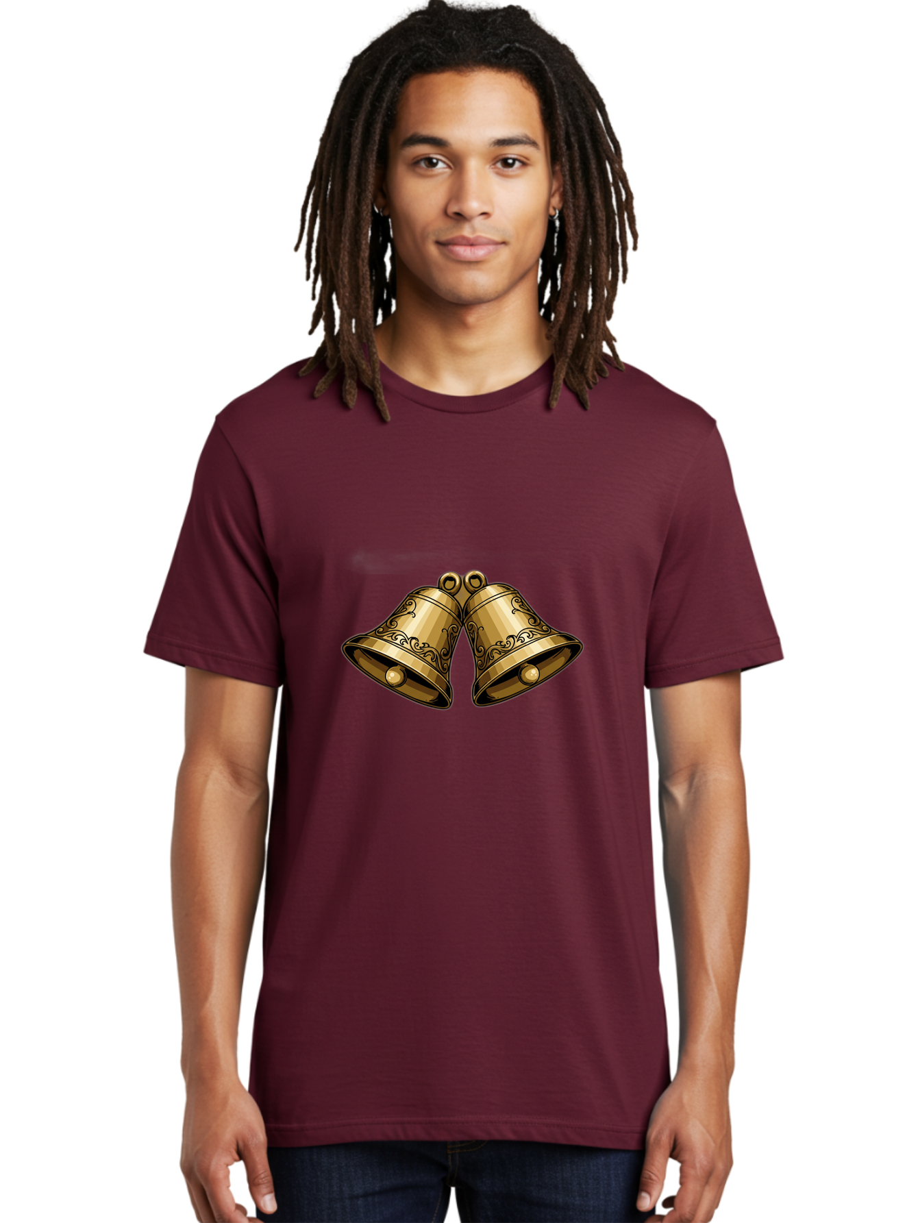 Golden-Bells-2 Men'S Graphic Tee, 100% Cotton, Comfortable Casual Summer Wear, Machine Washable, Golden Bells, Decorative Bells, Ornate Design, Festive Decor, Holiday Decorations, Vintage Style, Luxurious Feel, Celebratory Atmosphere Baa769
