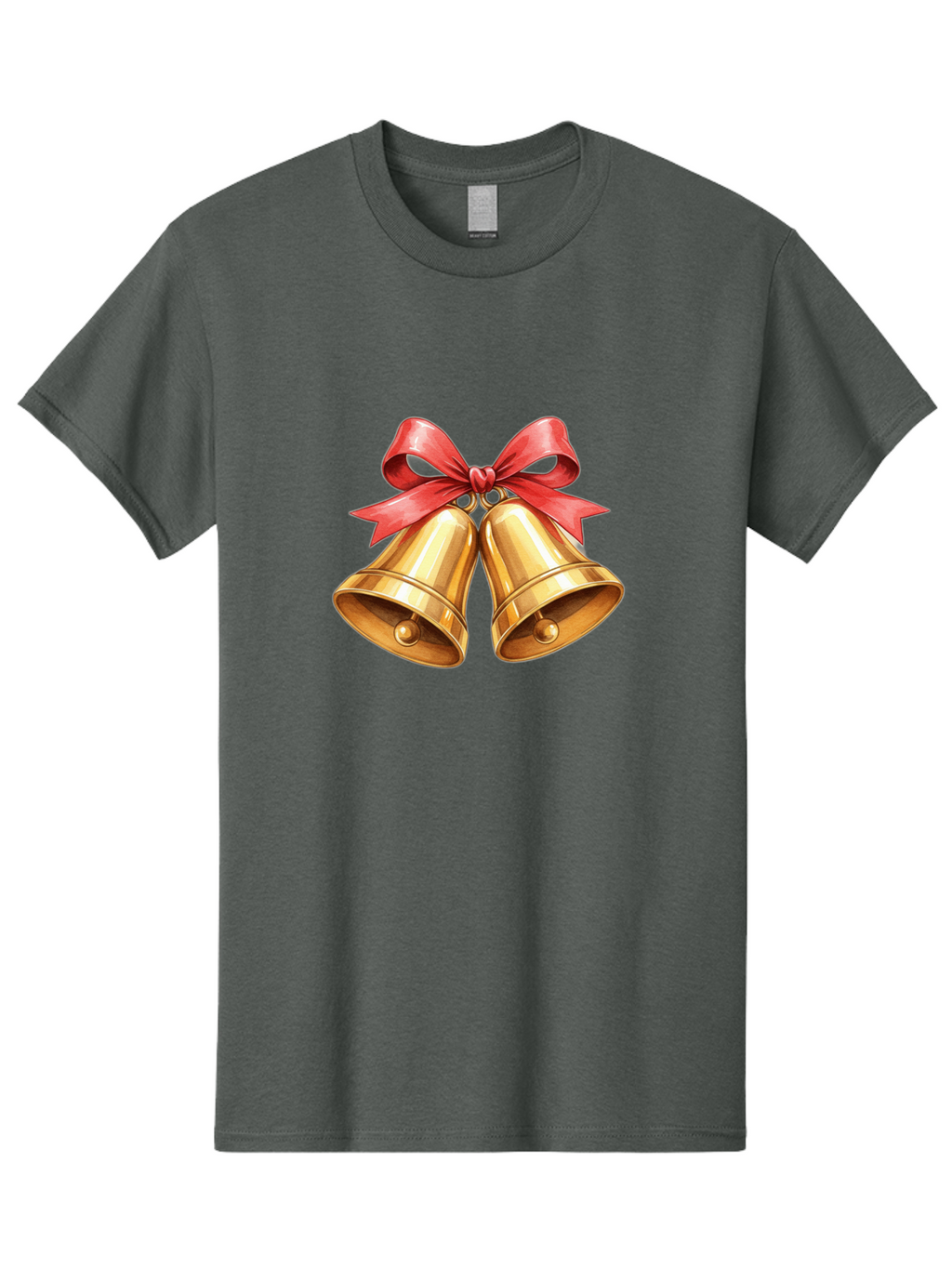 Golden-Bells-4 Men'S Graphic Tee, 100% Cotton, Comfortable Casual Summer Wear, Machine Washable, Golden Bells, Red Ribbon, Festive Decoration, Christmas Bells, Holiday Decor, Shiny Bells Baa771