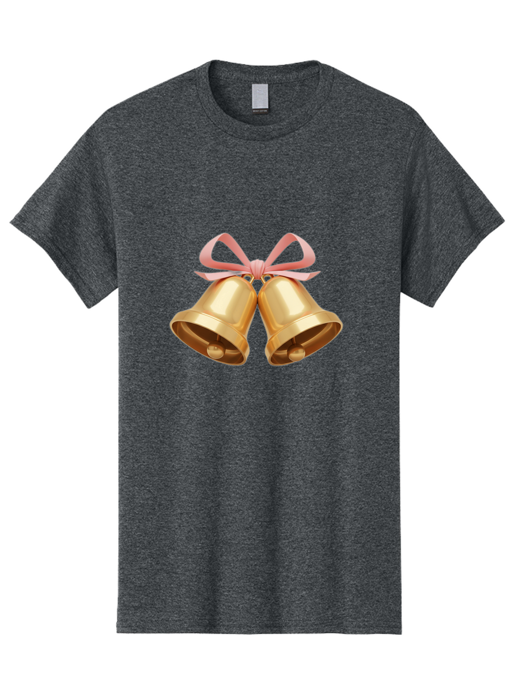 Golden-Bells Men'S Graphic Tee, 100% Cotton, Comfortable Casual Summer Wear, Machine Washable, Golden Bells, Pink Ribbon, Festive Decor, Holiday Decorations, Christmas Ornaments, Shiny Bells, Celebratory Symbols, Elegant Gift Wrapping Baa773