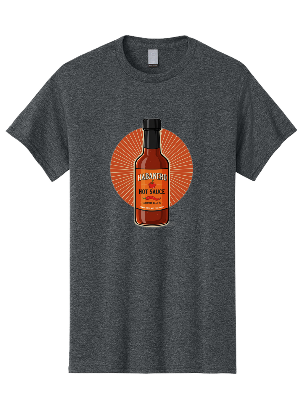 Habanero-Hot-Sauce Men'S Graphic Tee, 100% Cotton, Comfortable Casual Summer Wear, Machine Washable, Habanero Peppers, Hot Sauce Bottle, Spicy Condiment, Fiery Flavor, Condiment Packaging, Habanero Sauce, Hot Sauce Label, Chili Pepper, Baa778