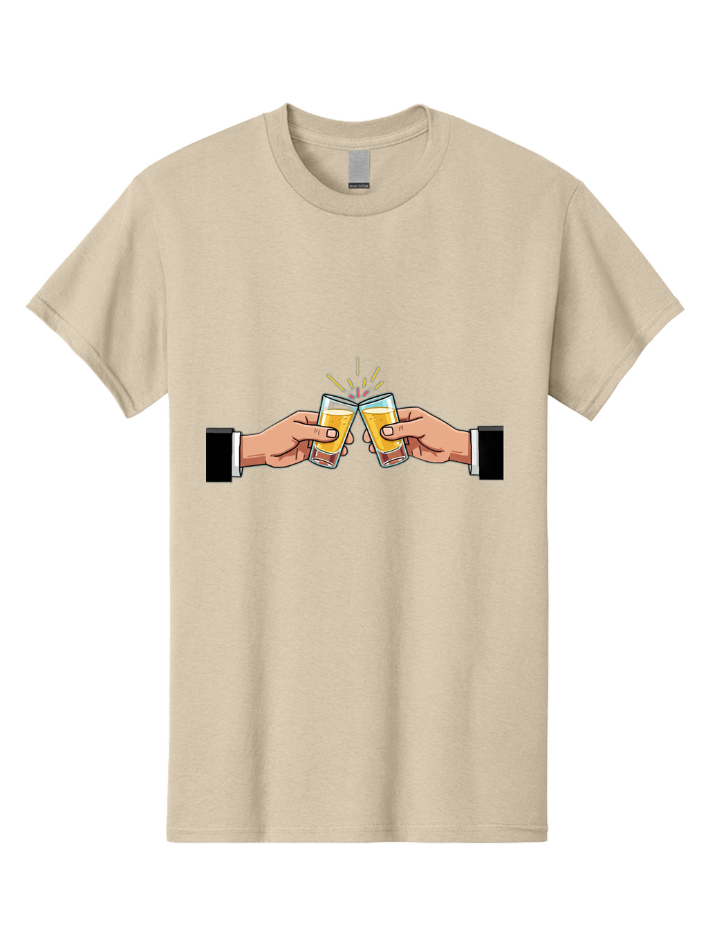Hands-Toasting Men'S Graphic Tee, 100% Cotton, Comfortable Casual Summer Wear, Machine Washable, Clinking Glasses, Beer Toast, Celebratory Drinks, Social Gathering, Friendship Bonding, Festive Atmosphere Baa780