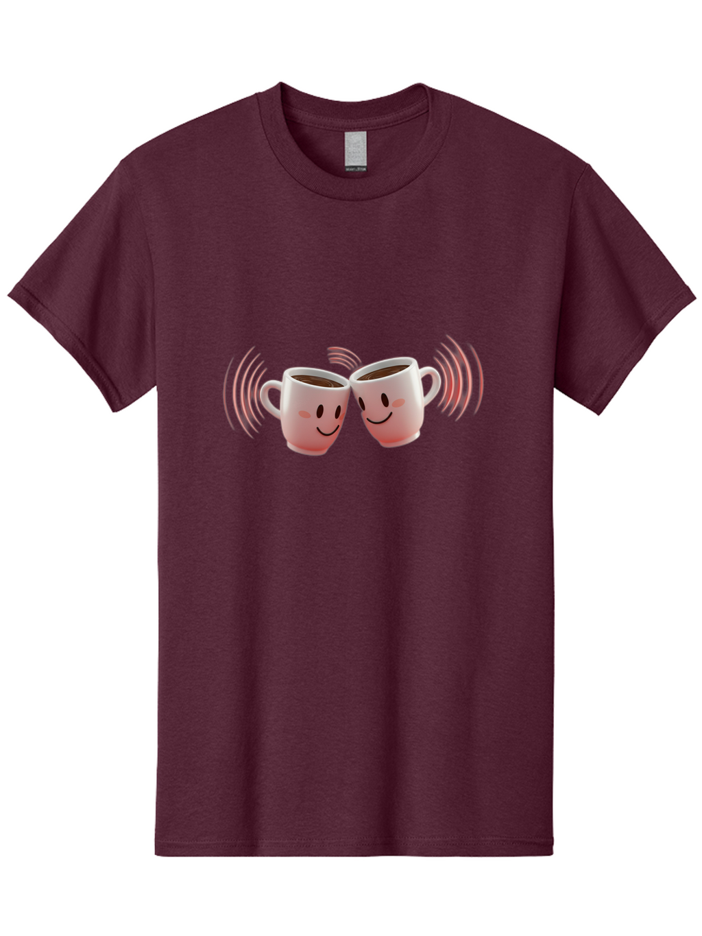 Happy-Coffee-Cups Men'S Graphic Tee, 100% Cotton, Comfortable Casual Summer Wear, Machine Washable, Clinking Coffee Cups, Smiley Faces, Coffee Break, Happy Vibes, Social Bonding, Friendship, Joyful Moment, Cute Cartoon, Coffee Lovers Baa781