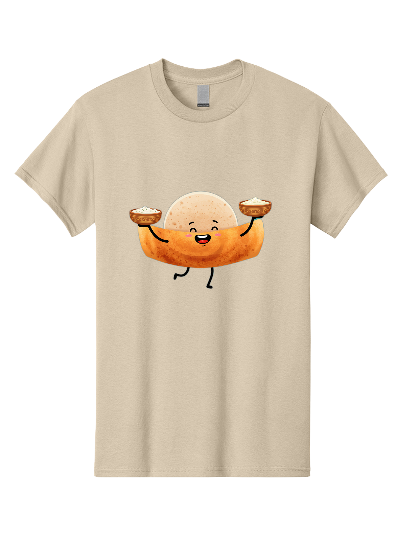 Happy-Dosa-Character Men'S Graphic Tee, 100% Cotton, Comfortable Casual Summer Wear, Machine Washable, Cartoon Taco Character, Mexican Food, Traditional Dishes, Salsa And Dips, Happy Face, Playful, Fiesta, Festive, Vibrant, Delicious Baa782