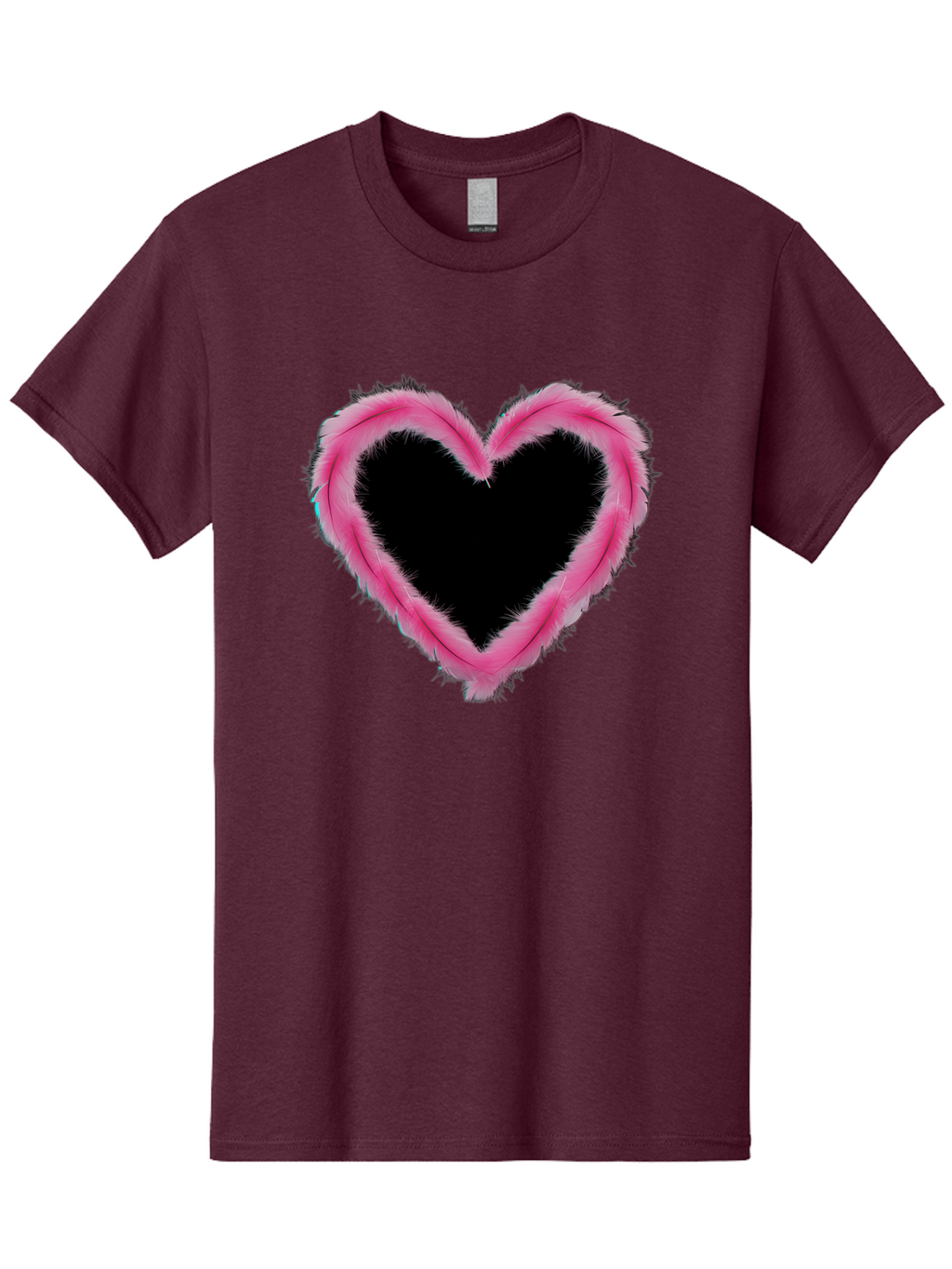 Heart Men'S Graphic Tee, 100% Cotton, Comfortable Casual Summer Wear, Machine Washable, Pink Feather Heart, Fluffy Heart, Romantic Symbol, Fuzzy Love, Heart Shape, Feather Design, Cute Graphics, Valentine'S Icon Baa794
