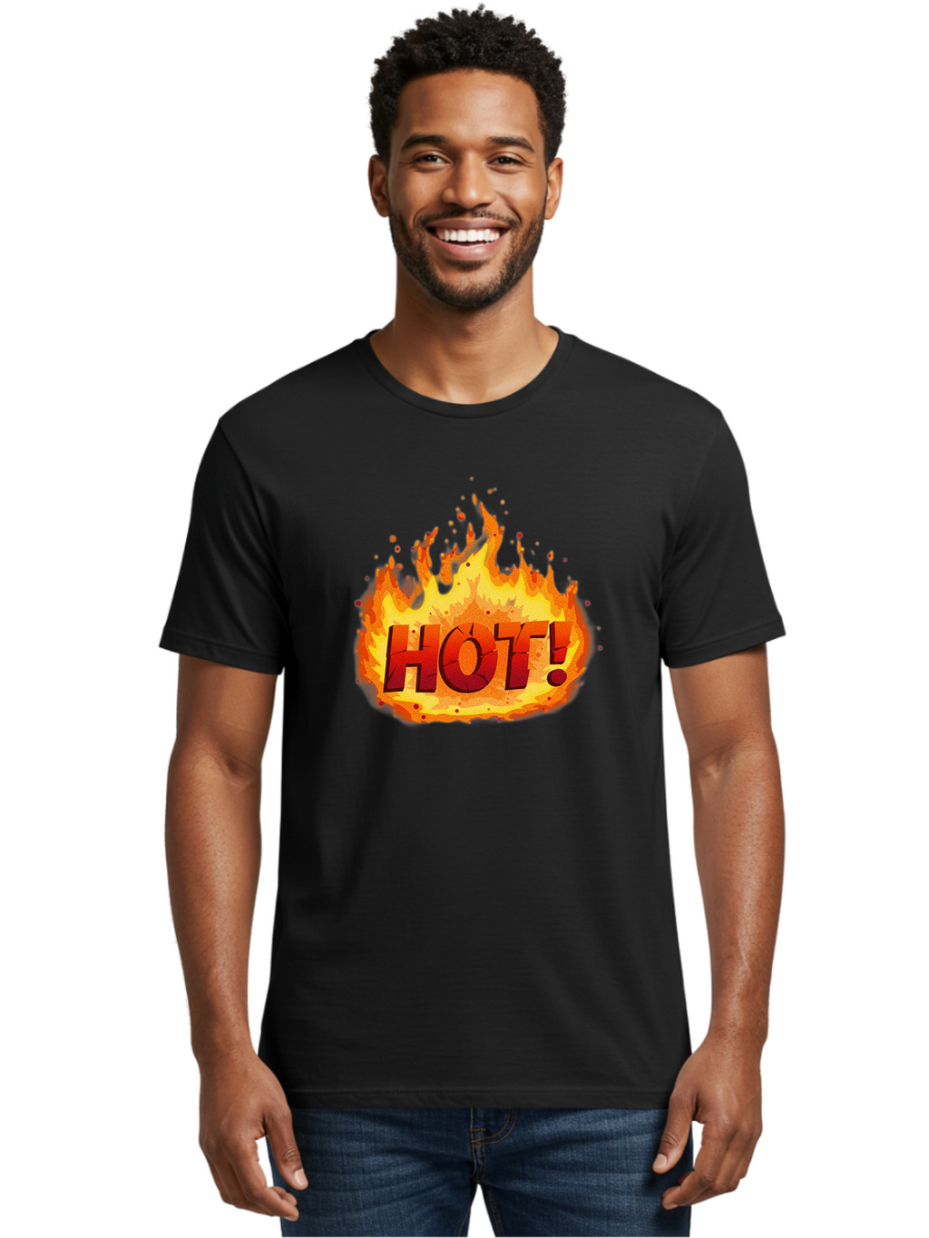 Hot-10 Men'S Graphic Tee, 100% Cotton, Comfortable Casual Summer Wear, Machine Washable, Flaming Text, Hot!, Burning Flames, Bold Font, Fiery Design, Attention-Grabbing Graphic, Intense Illustration, Passionate Visuals, Dramatic Effect Baa798
