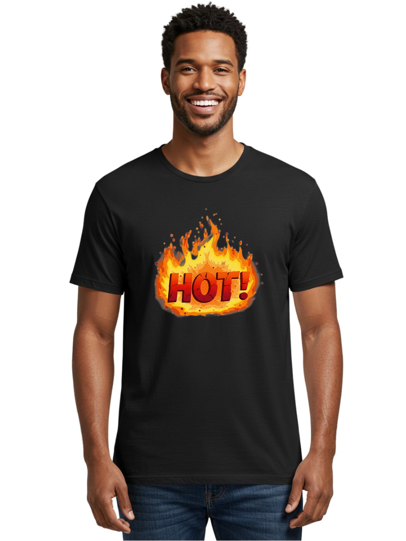 Hot-10 Men'S Graphic Tee, 100% Cotton, Comfortable Casual Summer Wear, Machine Washable, Flaming Text, Hot!, Burning Flames, Bold Font, Fiery Design, Attention-Grabbing Graphic, Intense Illustration, Passionate Visuals, Dramatic Effect Baa798