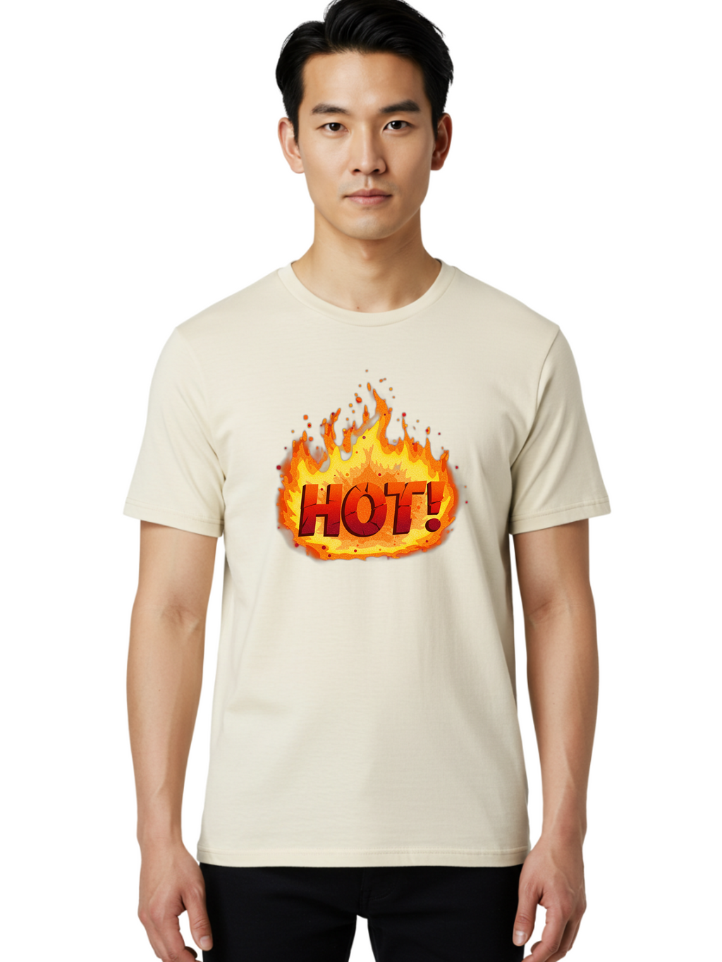 Hot-10 Men'S Graphic Tee, 100% Cotton, Comfortable Casual Summer Wear, Machine Washable, Flaming Text, Hot!, Burning Flames, Bold Font, Fiery Design, Attention-Grabbing Graphic, Intense Illustration, Passionate Visuals, Dramatic Effect Baa798