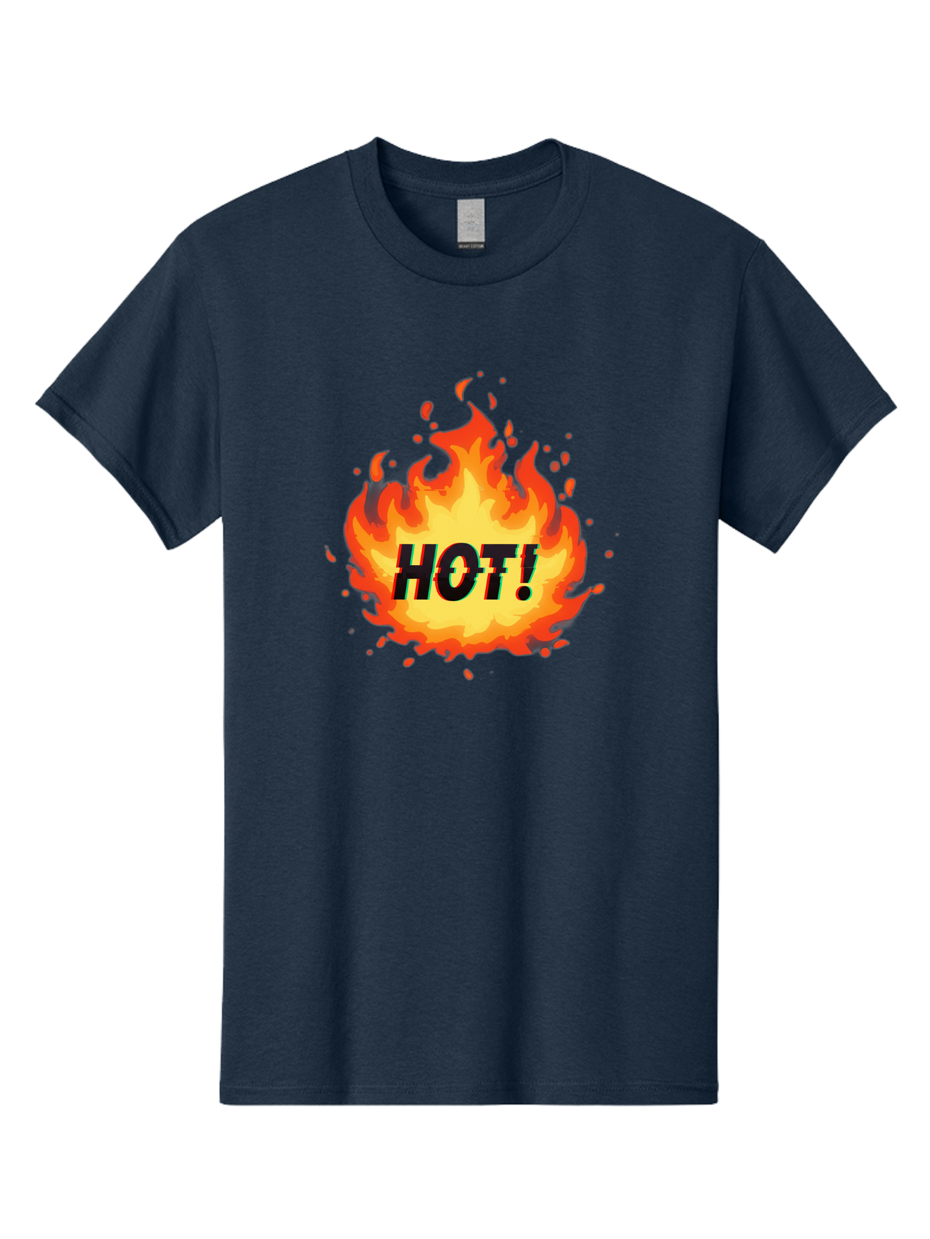 Hot-12 Men'S Graphic Tee, 100% Cotton, Comfortable Casual Summer Wear, Machine Washable, Yellow And Orange Flame, Fire Graphic, Hot Text, Bold Font, Intense Heat, Fiery Illustration, Dramatic Design, Splattered Flames Baa800