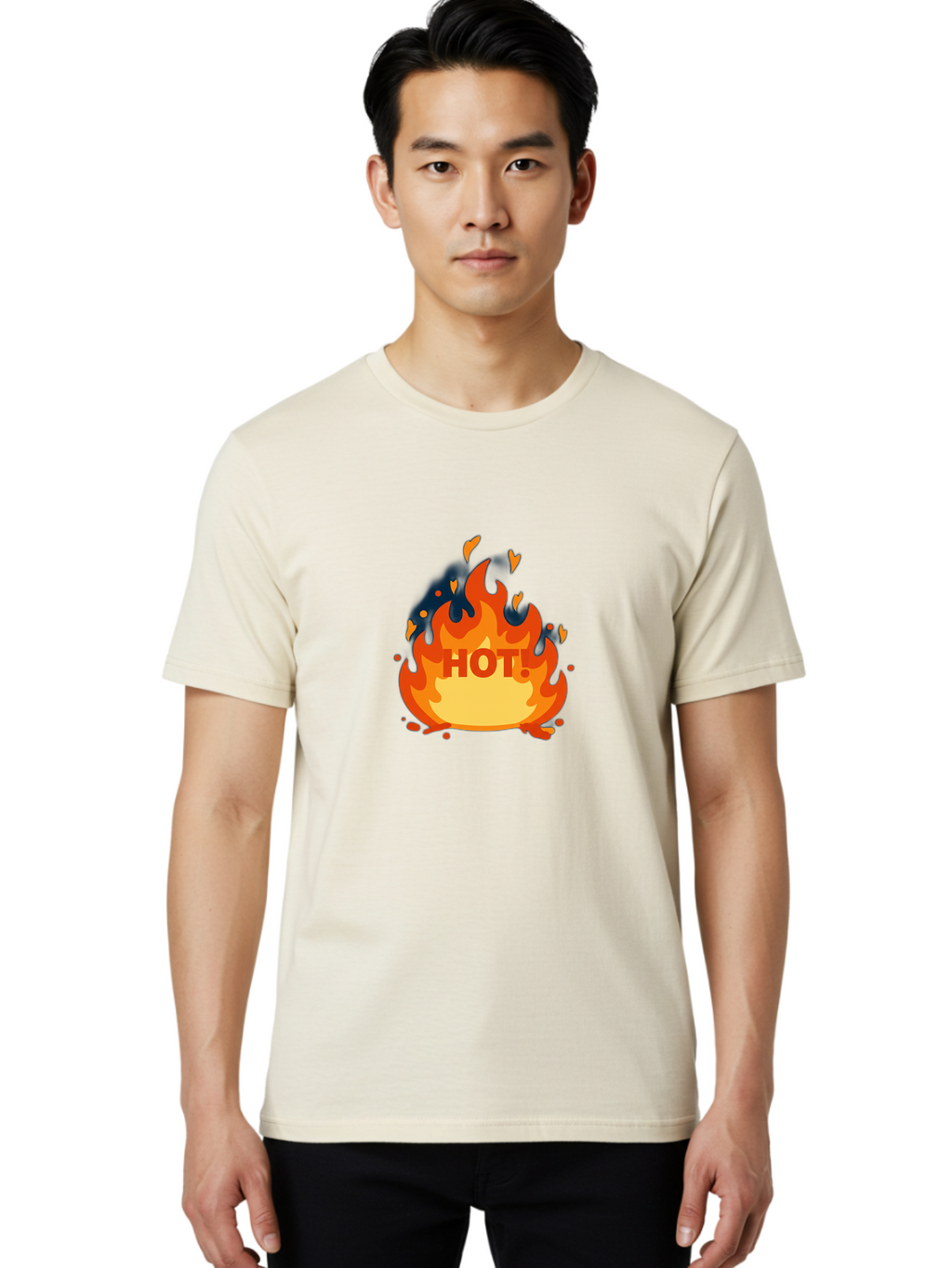 Hot-3 Men'S Graphic Tee, 100% Cotton, Comfortable Casual Summer Wear, Machine Washable, Fire Flames, Hot Graphic, Vibrant Design, Bold Typography, Fiery Elements, Passionate Icon, Trendy Illustration, Energetic Artwork, Baa802