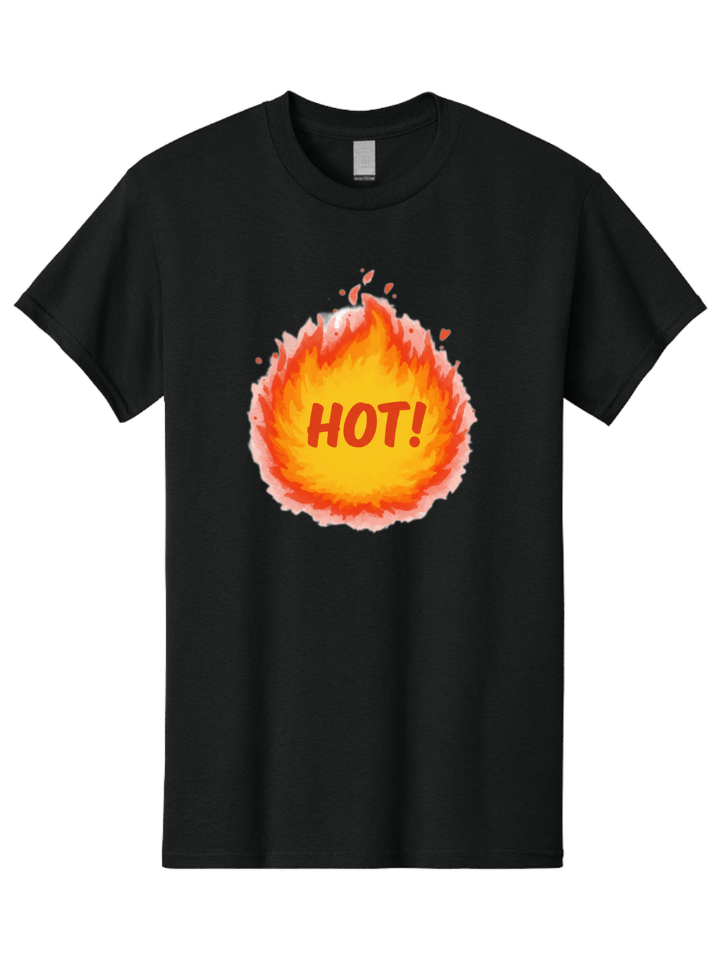 Hot-5 Men'S Graphic Tee, 100% Cotton, Comfortable Casual Summer Wear, Machine Washable, Fireball Graphic, Burning Flames, Hot Trending Topic, Fiery Passion, Intense Heat, Bold Red Letters, Vibrant Colors, Energetic Vibe, Baa804