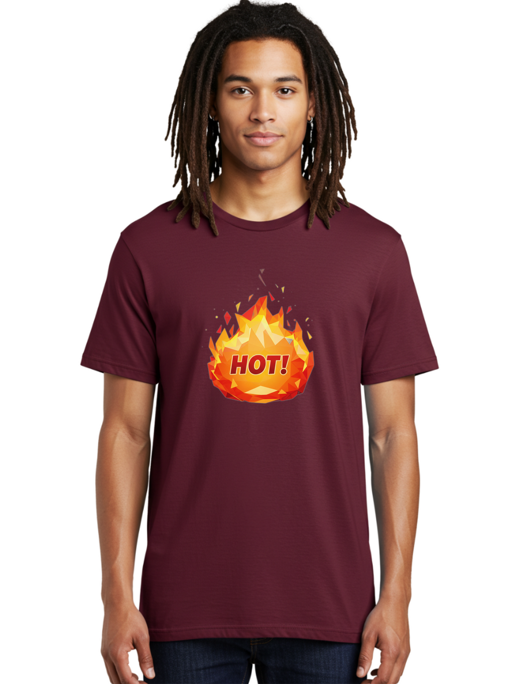Hot-6 Men'S Graphic Tee, 100% Cotton, Comfortable Casual Summer Wear, Machine Washable, Hot Badge, Fiery Emblem, Orange Flames, Bold Text, Hot!, Burning Effect, Vibrant Graphics, Attention-Grabbing Design, Fiery Graphics, Explosive Badge Baa805