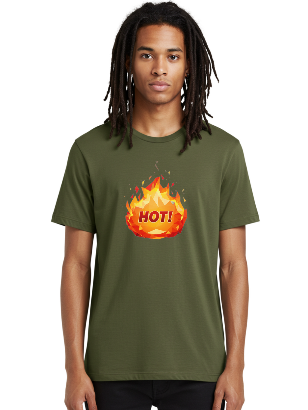 Hot-6 Men'S Graphic Tee, 100% Cotton, Comfortable Casual Summer Wear, Machine Washable, Hot Badge, Fiery Emblem, Orange Flames, Bold Text, Hot!, Burning Effect, Vibrant Graphics, Attention-Grabbing Design, Fiery Graphics, Explosive Badge Baa805