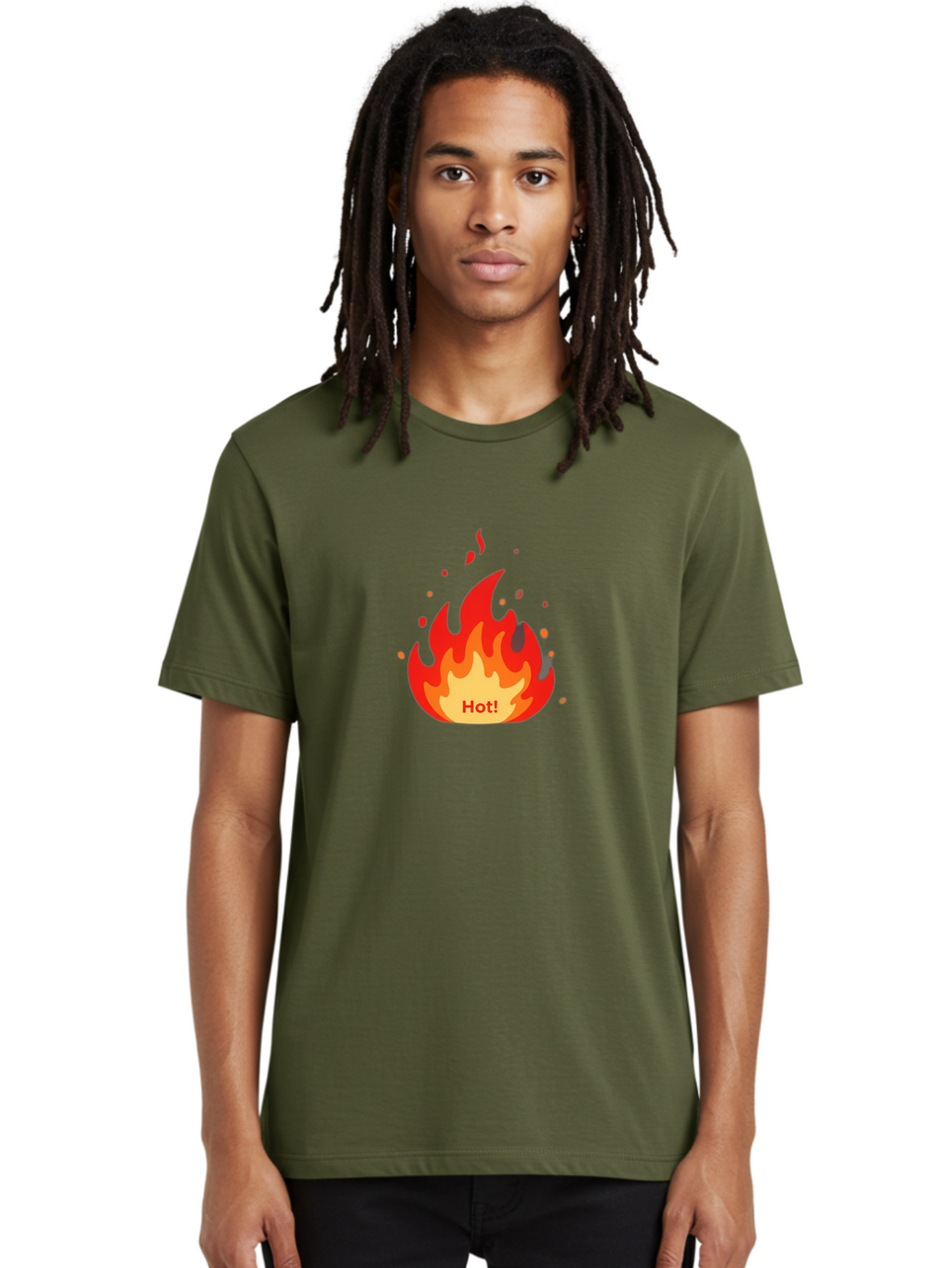 Hot-Flame Men'S Graphic Tee, 100% Cotton, Comfortable Casual Summer Wear, Machine Washable, Fire Icon, Hot Trend, Vibrant Flames, Burning Passion, Red And Orange Hues, Bold Graphics, Modern Design, Trendy Visuals Baa809