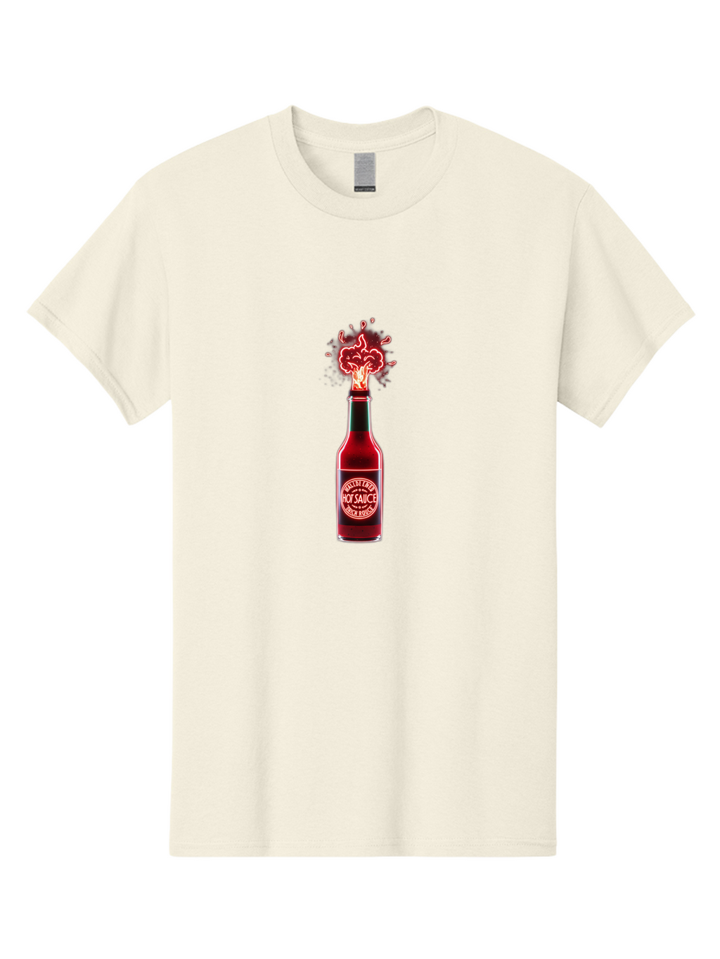 Hot-Sauce-1 Men'S Graphic Tee, 100% Cotton, Comfortable Casual Summer Wear, Machine Washable, Hot Sauce Bottle, Spicy Condiment, Fiery Explosion, Condiment Bottle, Hot Sauce Label, Spicy Food, Chili Peppers, Sauce Bottle Baa812