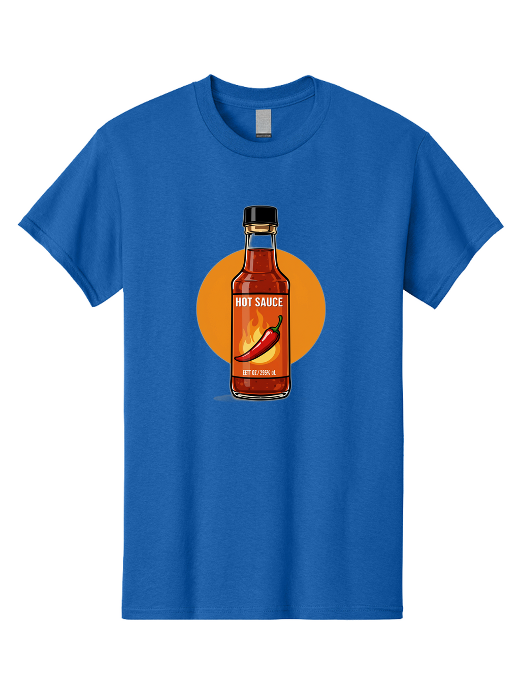 Hot-Sauce-6 Men'S Graphic Tee, 100% Cotton, Comfortable Casual Summer Wear, Machine Washable, Hot Sauce Bottle, Spicy Condiment, Chili Pepper, Fiery Flavor, Condiment Bottle, Hot Sauce Label, Chili Pepper Illustration, Spicy Food, Baa818