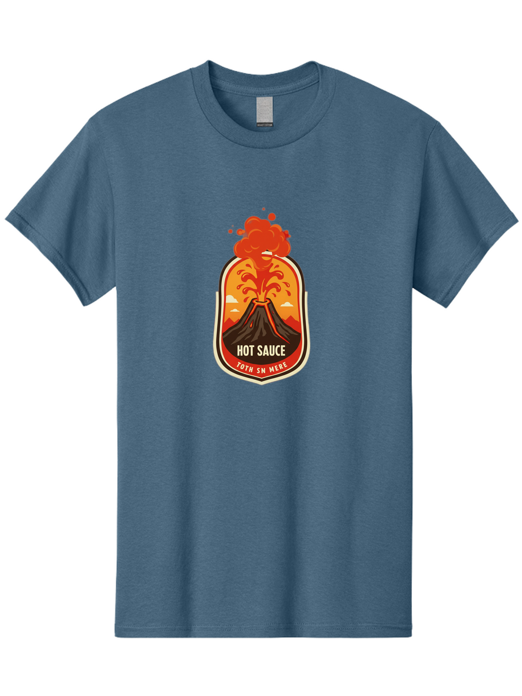 Hot-Sauce-8 Men'S Graphic Tee, 100% Cotton, Comfortable Casual Summer Wear, Machine Washable, Hot Sauce Label, Erupting Volcano, Spicy Food, Condiment Packaging, Fiery Design, Bold Graphics, Cartoon Style, Volcano Eruption, Condiment Branding Baa820
