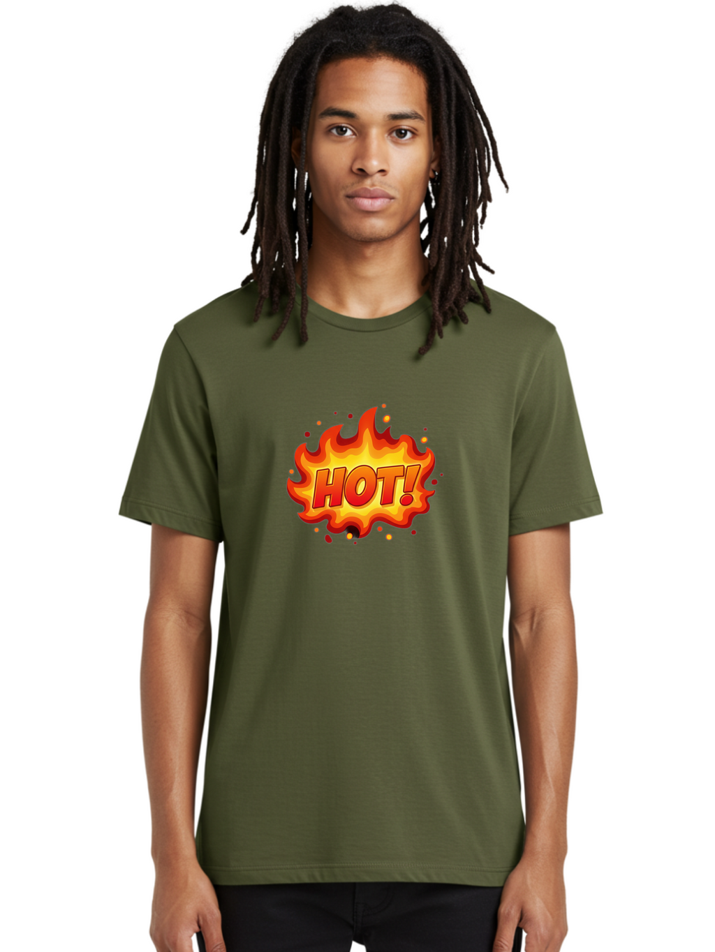 Hot Men'S Graphic Tee, 100% Cotton, Comfortable Casual Summer Wear, Machine Washable, Hot Sale, Flame Graphic, Attention Grabber, Promotional Material, Fiery Text, Bold Font, Red And Yellow Colors, Energetic Vibe, Sizzling Hot Deal Baa838