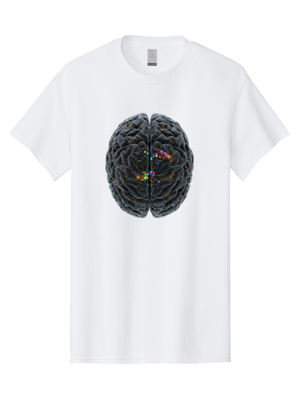 Human-Brain-2 Men'S Graphic Tee, 100% Cotton, Comfortable Casual Summer Wear, Machine Washable, Human Brain Anatomy, Neural Connections, Brain Function, Neuroscience, Cognitive Processes, Colorful Neurons, Synapses, Brain Activity, Baa840