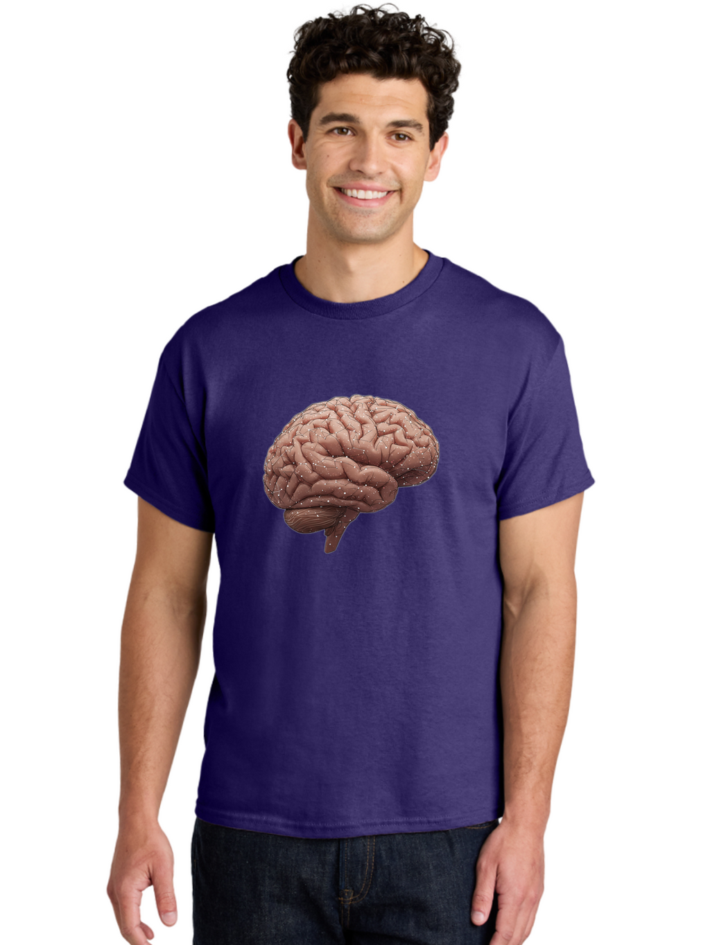 Human-Brain-3 Men'S Graphic Tee, 100% Cotton, Comfortable Casual Summer Wear, Machine Washable, Human Brain, Neural Connections, Cognitive Function, Neuroscience, Brain Anatomy, Neural Activity, Cerebral Cortex Baa841
