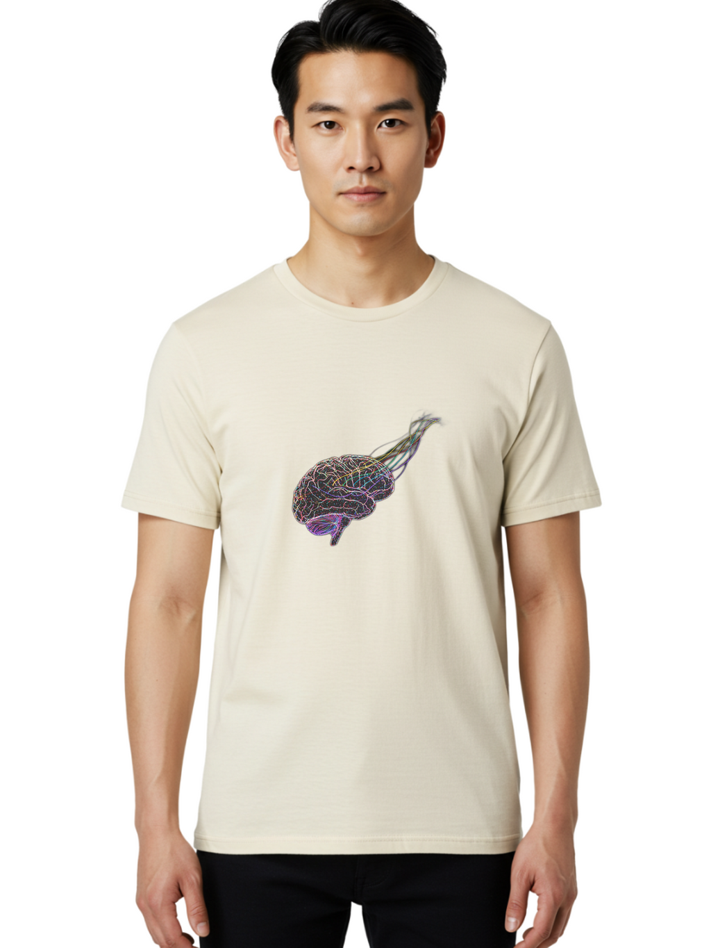 Human-Brain-4 Men'S Graphic Tee, 100% Cotton, Comfortable Casual Summer Wear, Machine Washable, Human Brain Illustration, Neural Connections, Colorful Brain Diagram, Neurological Pathways, Brain Structure, Neuroscience Baa842