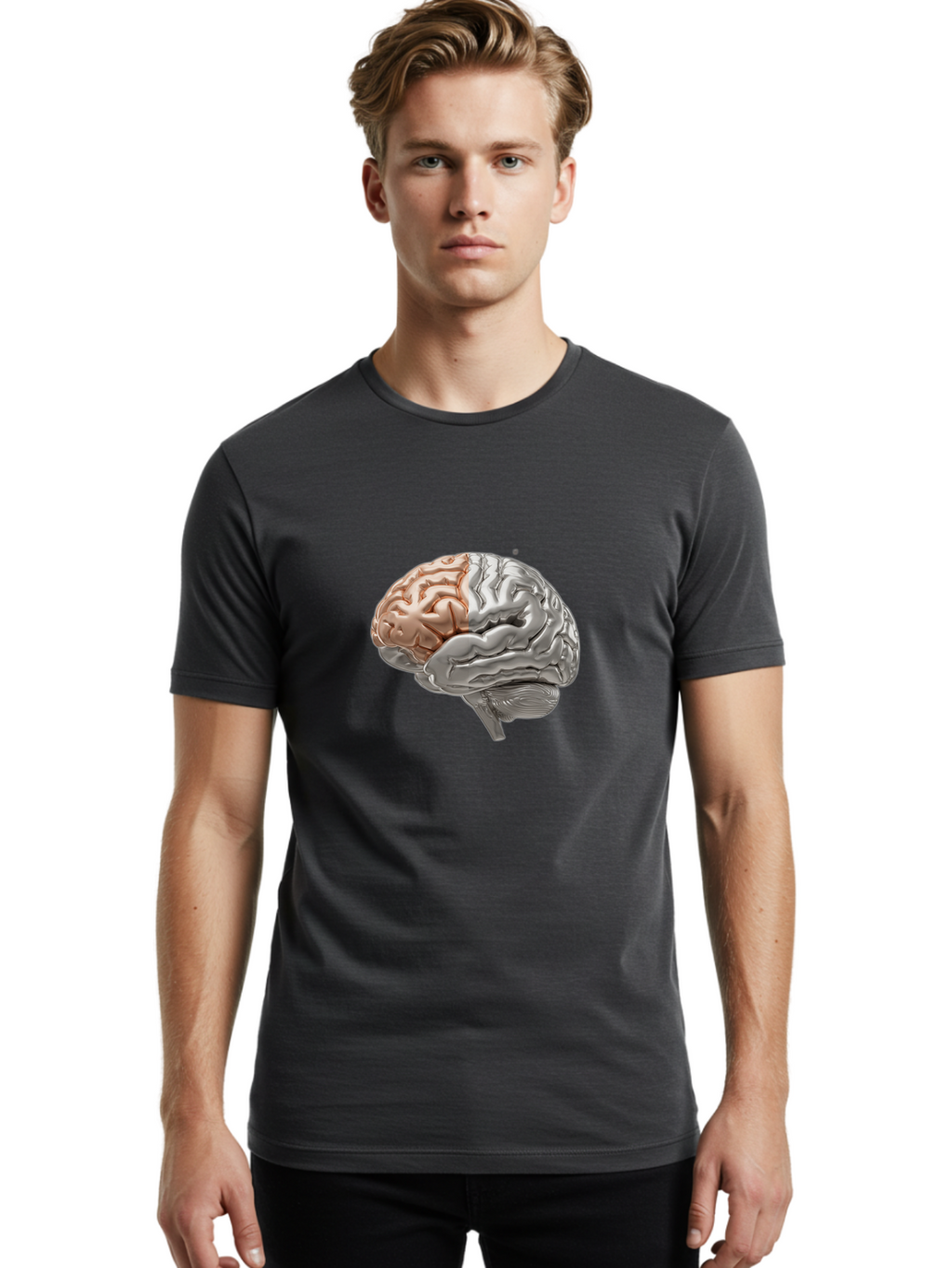 Human-Brain-6 Men'S Graphic Tee, 100% Cotton, Comfortable Casual Summer Wear, Machine Washable, Human Brain, Neuroscience, Cognitive Function, Brain Structure, Anatomy, Medical Illustration, Brain Scan, Neurological Study, Cognitive Psychology Baa844
