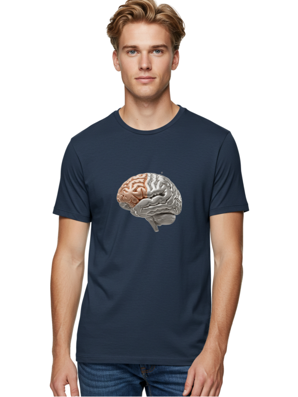 Human-Brain-6 Men'S Graphic Tee, 100% Cotton, Comfortable Casual Summer Wear, Machine Washable, Human Brain, Neuroscience, Cognitive Function, Brain Structure, Anatomy, Medical Illustration, Brain Scan, Neurological Study, Cognitive Psychology Baa844