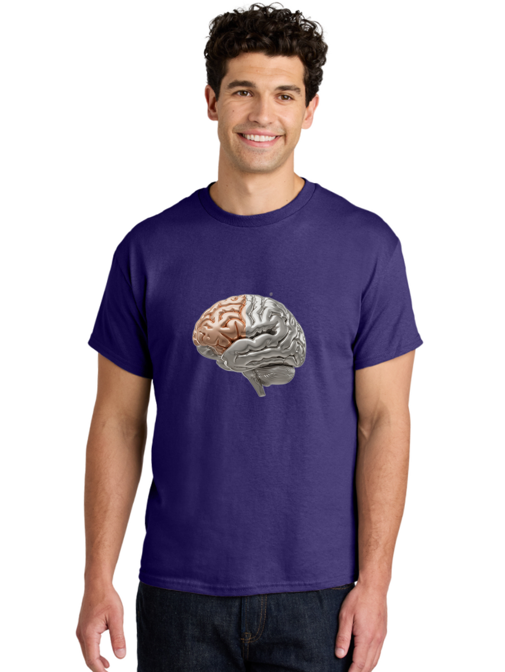 Human-Brain-6 Men'S Graphic Tee, 100% Cotton, Comfortable Casual Summer Wear, Machine Washable, Human Brain, Neuroscience, Cognitive Function, Brain Structure, Anatomy, Medical Illustration, Brain Scan, Neurological Study, Cognitive Psychology Baa844