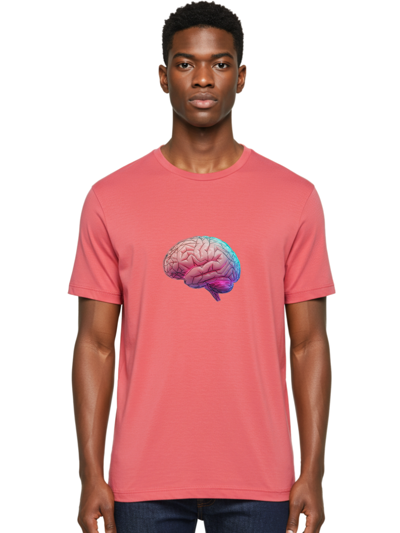 Human-Brain-7 Men'S Graphic Tee, 100% Cotton, Comfortable Casual Summer Wear, Machine Washable, Human Brain Illustration, Brain Anatomy, Neuroscience, Cognitive Function, Detailed Rendering, Colorful Brain, 3D Model, Medical Art, Baa845