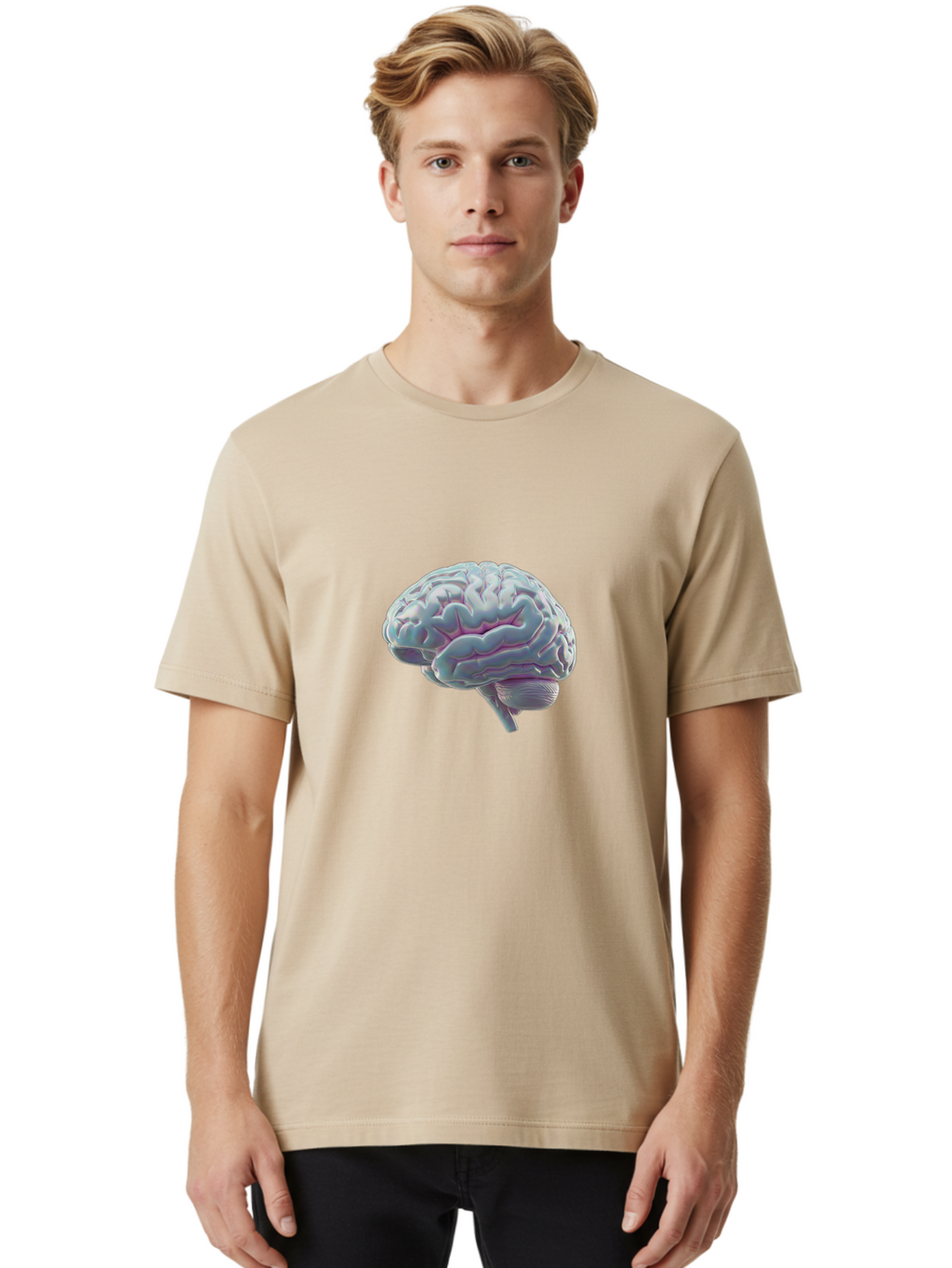 Human-Brain-9 Men'S Graphic Tee, 100% Cotton, Comfortable Casual Summer Wear, Machine Washable, Human Brain, Neuroscience, Cognitive Function, Brain Anatomy, Medical Illustration, 3D Rendering, Detailed Structure, Cerebral Cortex Baa847