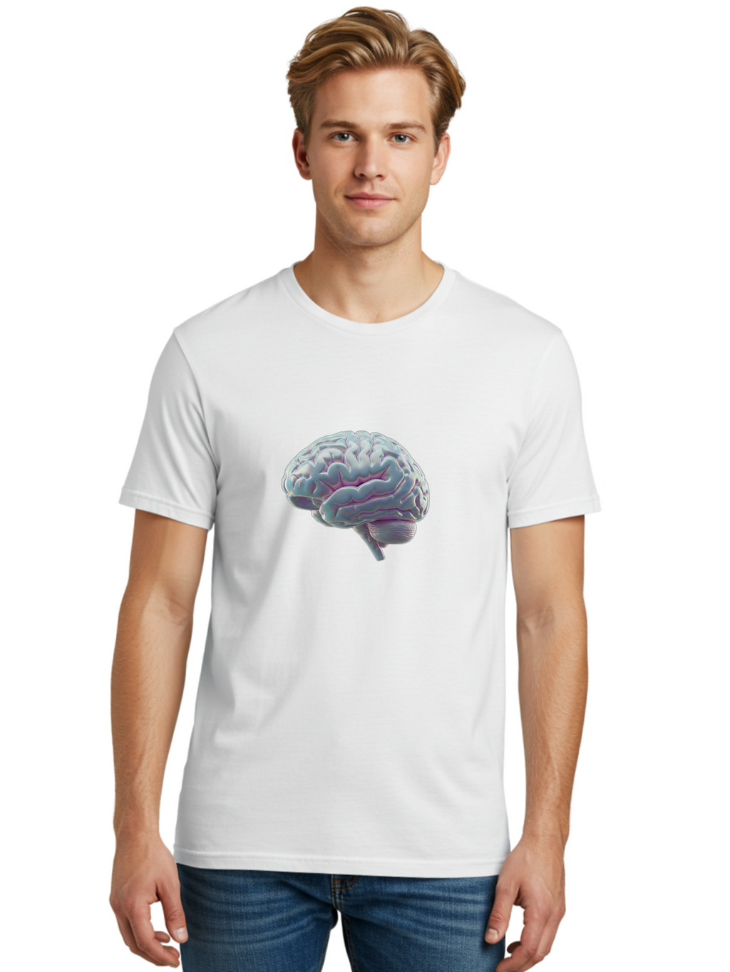 Human-Brain-9 Men'S Graphic Tee, 100% Cotton, Comfortable Casual Summer Wear, Machine Washable, Human Brain, Neuroscience, Cognitive Function, Brain Anatomy, Medical Illustration, 3D Rendering, Detailed Structure, Cerebral Cortex Baa847