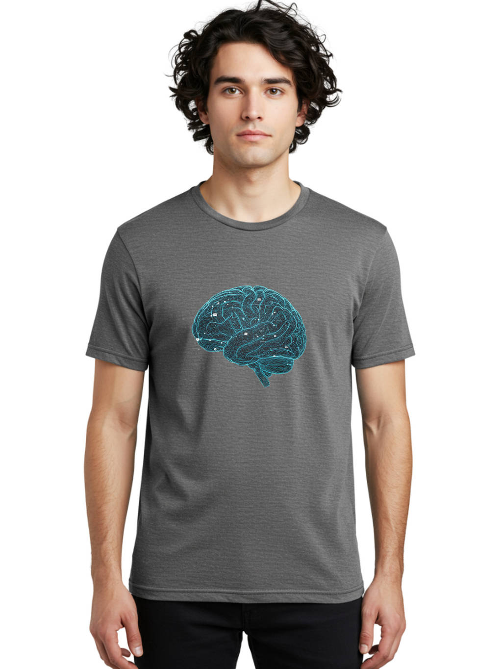Human-Brain-Circuitry Men'S Graphic Tee, 100% Cotton, Comfortable Casual Summer Wear, Machine Washable, Human Brain, Neural Connections, Circuitry, Brain Function, Neuroscience, Cognitive Thinking, Artificial Intelligence, Futuristic, Baa848