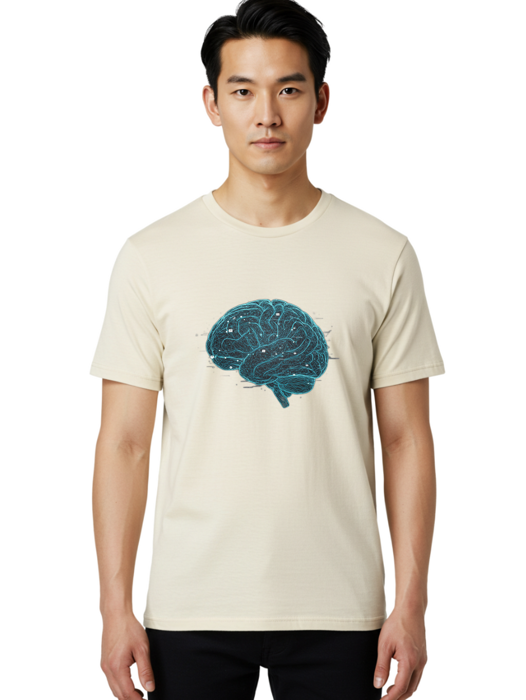 Human-Brain-Circuitry Men'S Graphic Tee, 100% Cotton, Comfortable Casual Summer Wear, Machine Washable, Human Brain, Neural Connections, Circuitry, Brain Function, Neuroscience, Cognitive Thinking, Artificial Intelligence, Futuristic, Baa848
