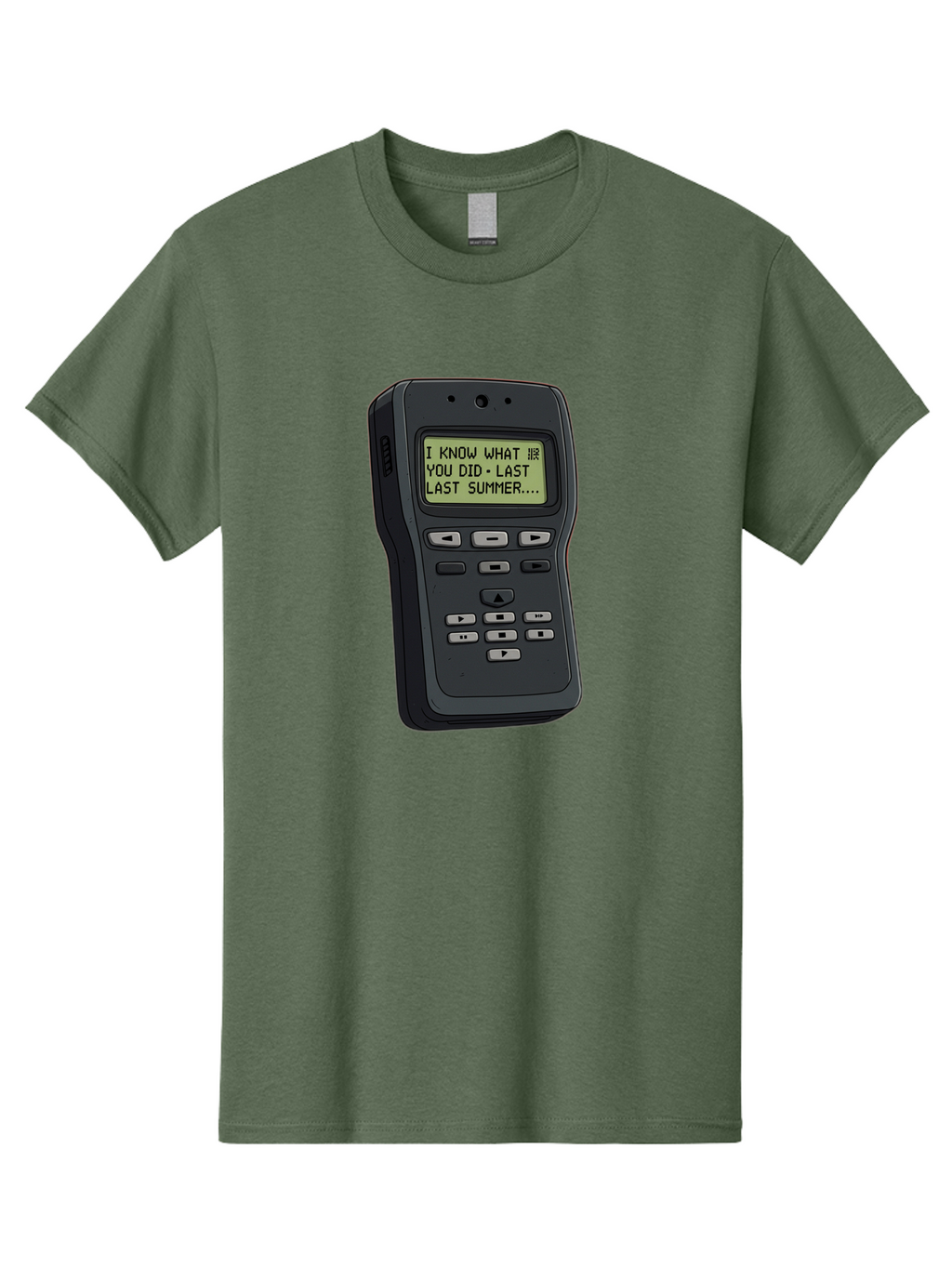 I-Know-What-You-Did-Last-Summer-Pager Men'S Graphic Tee, 100% Cotton, Comfortable Casual Summer Wear, Machine Washable, Black Digital Answering Machine, Ominous Message, Horror Theme, Retro Tech, Spooky Atmosphere, Baa853