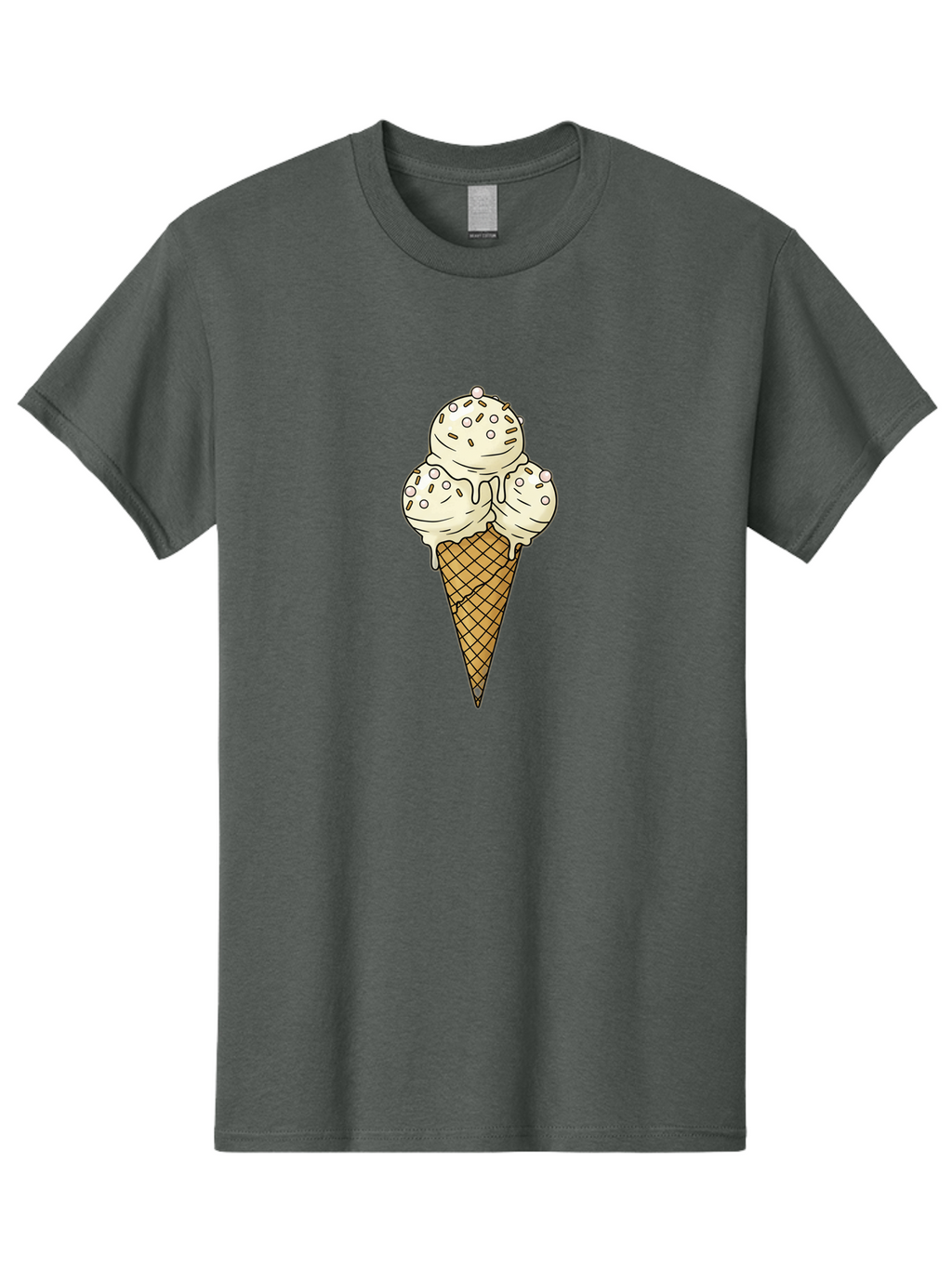 Ice-Cream-Cone-12 Men'S Graphic Tee, 100% Cotton, Comfortable Casual Summer Wear, Machine Washable, Ice Cream Cone, Three Scoops, Melting Ice Cream, Waffle Cone, Sweet Treat, Dessert Illustration, Creamy Texture, Chocolate Chips, Baa857