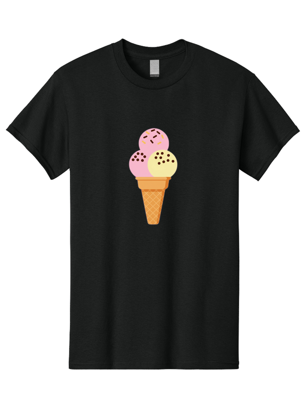 Ice-Cream-Cone-15 Men'S Graphic Tee, 100% Cotton, Comfortable Casual Summer Wear, Machine Washable, Ice Cream Cone, Three Scoops, Pink And Yellow Ice Cream, Chocolate Chips, Sprinkles, Frozen Dessert, Sweet Treat, Dessert Lover, Baa860