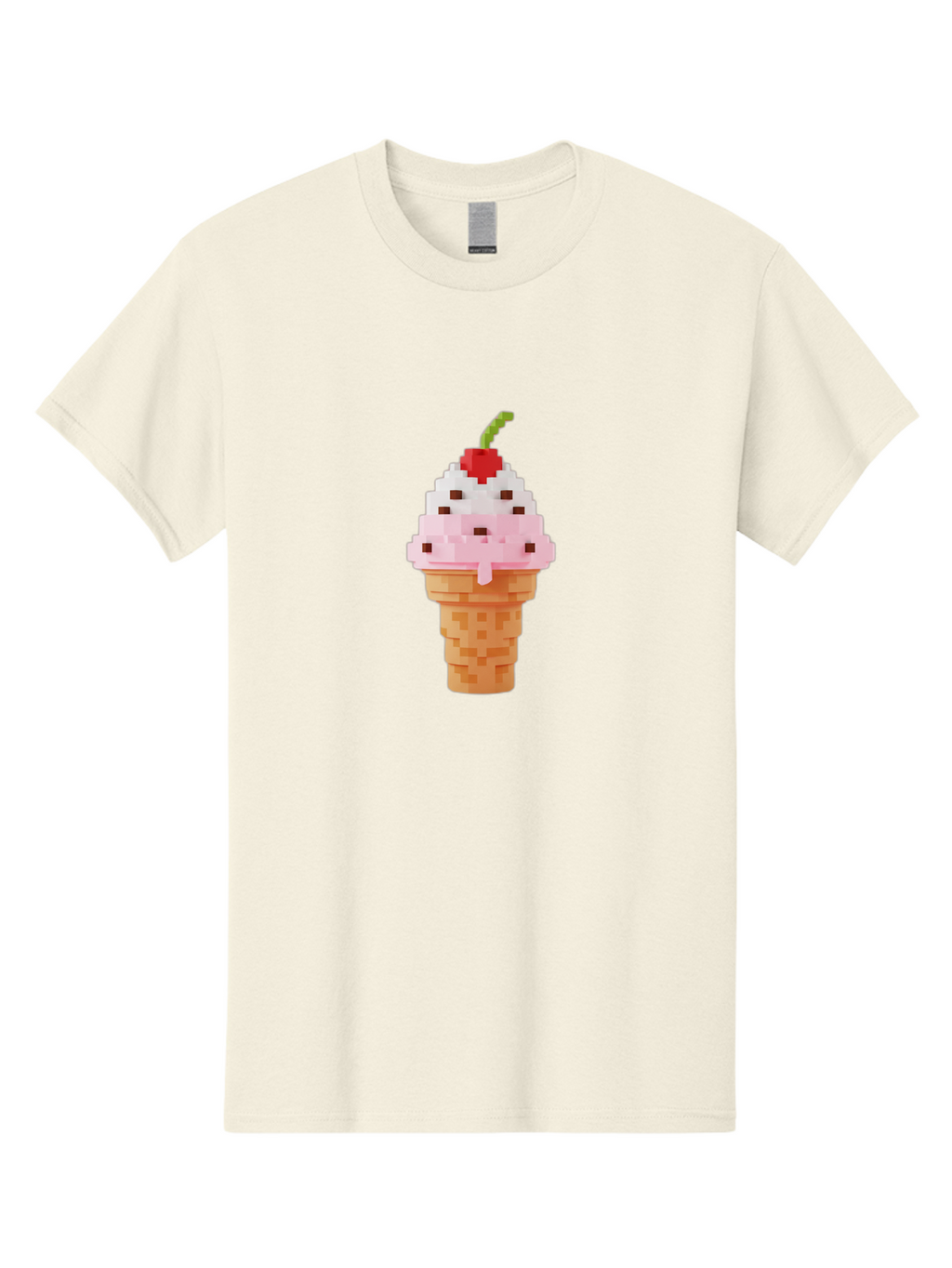 Ice-Cream-Cone-3 Men'S Graphic Tee, 100% Cotton, Comfortable Casual Summer Wear, Machine Washable, Pixel Art Ice Cream, Strawberry Ice Cream Cone, Chocolate Chips, Melting Ice Cream, Pixelated Dessert, Sweet Treat, Digital Art, Pixel Graphics, Baa864